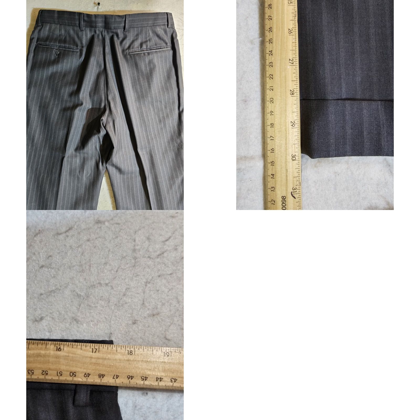 Jos. A. Bank Jos A Bank 2pc Suit Signature Collection Silk Wool Charcoal Striped 43R 34x30 Mens Size 46R - 11 Thumbnail