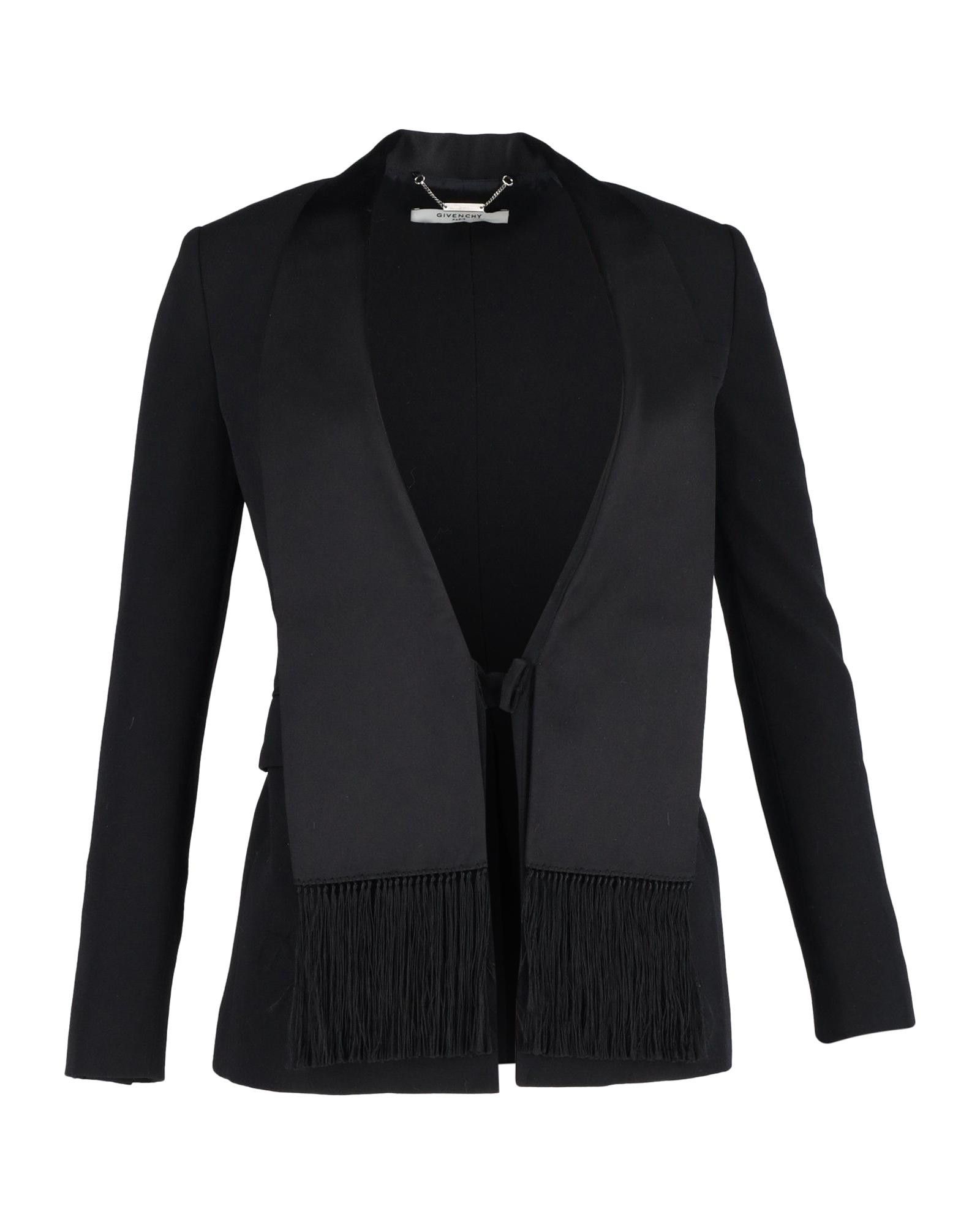 image of Fringed Black Viscose Blazer By Givenchy, Women's (Size XS)