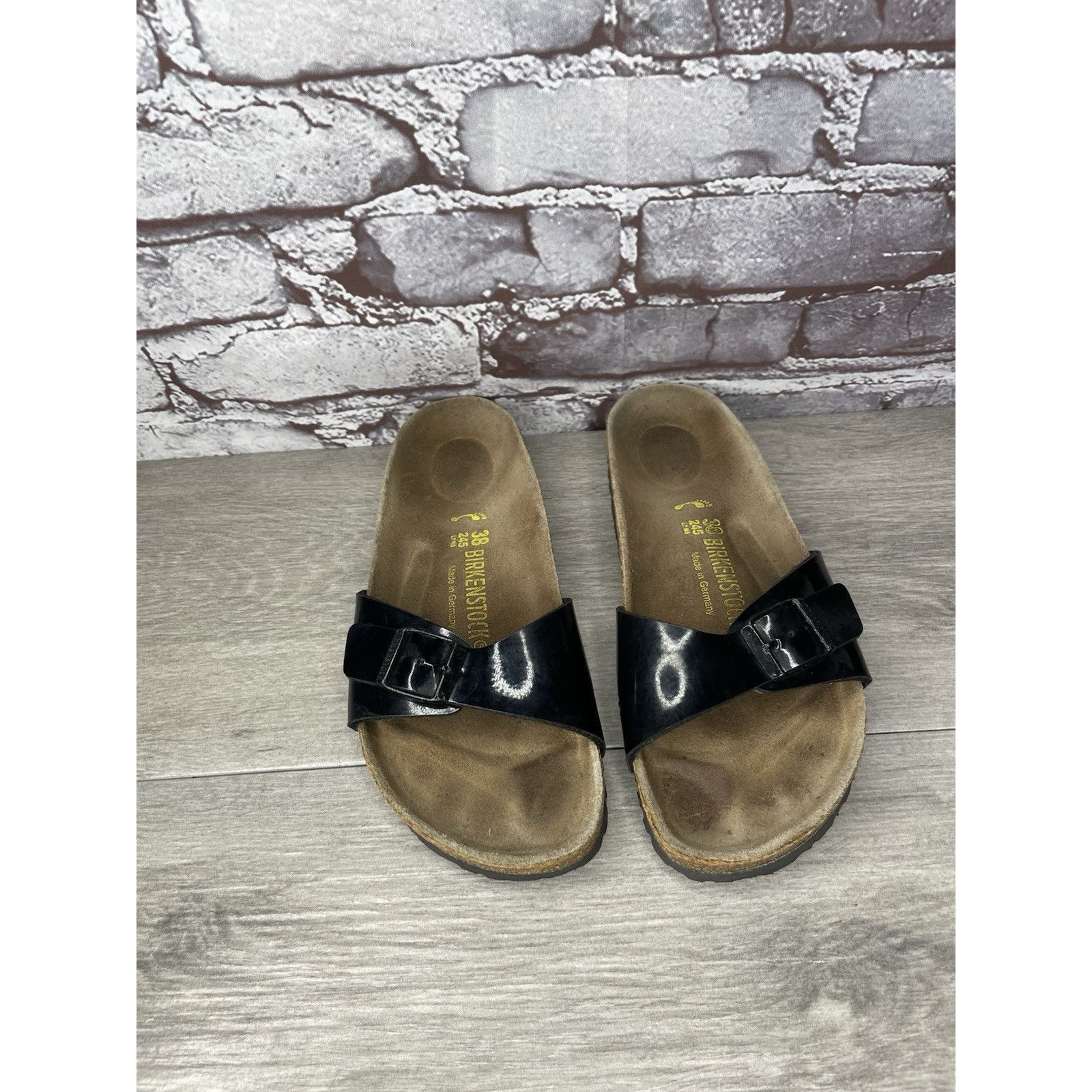 Birkenstock Birkenstock Madrid Black Patent Leather Cork Slide Sandals W Size US 7.5 / IT 37.5 - 11 Thumbnail