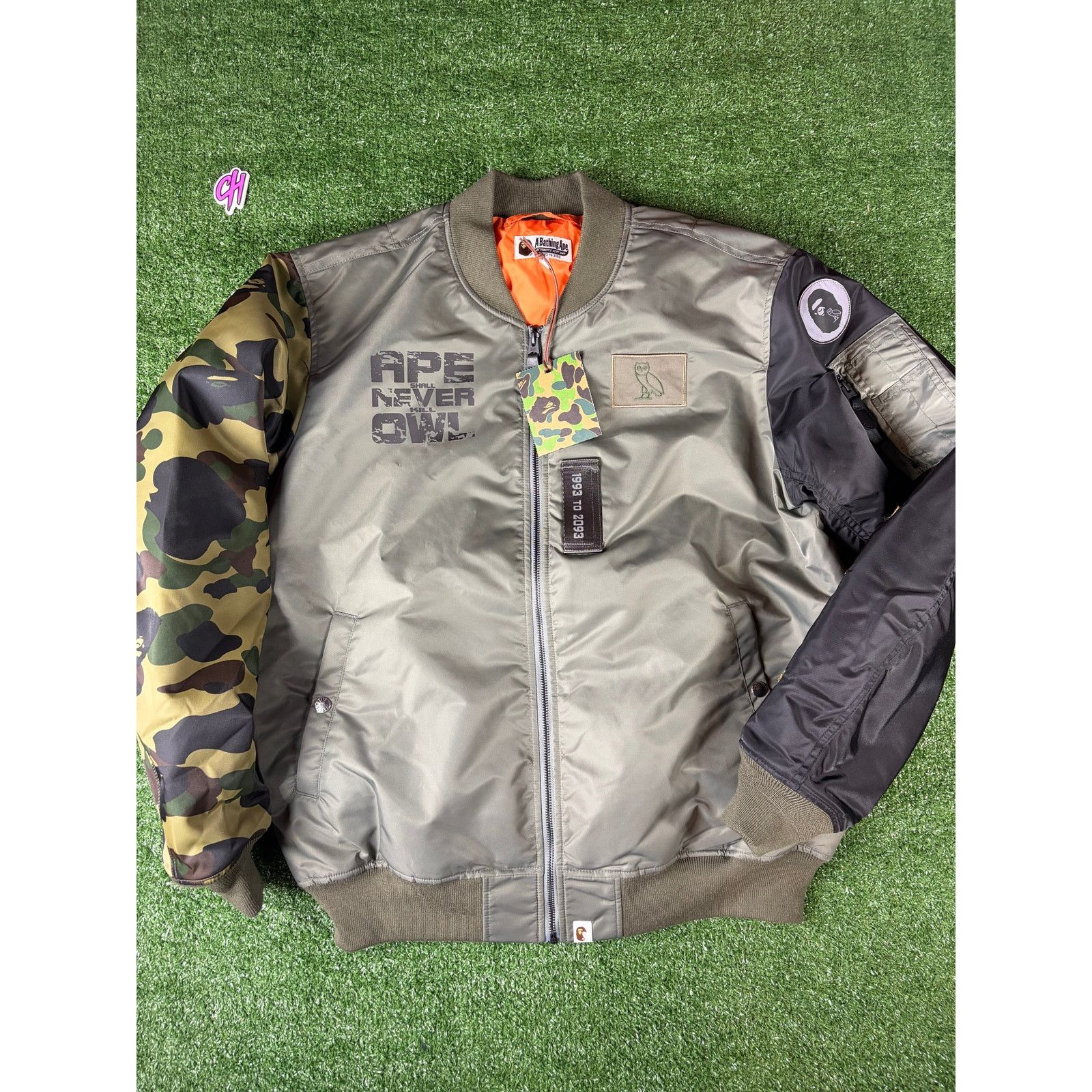 Bape Bape X OVO Dark Green MA-1 Bomber Jacket Size Large Size US L / EU 52-54 / 3 - 8 Thumbnail