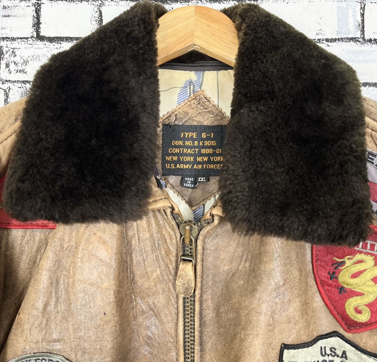 Vintage Vintage Military USAF US Army Bomber Flight Leather Jacket Size US XL / EU 56 / 4 - 3 Thumbnail