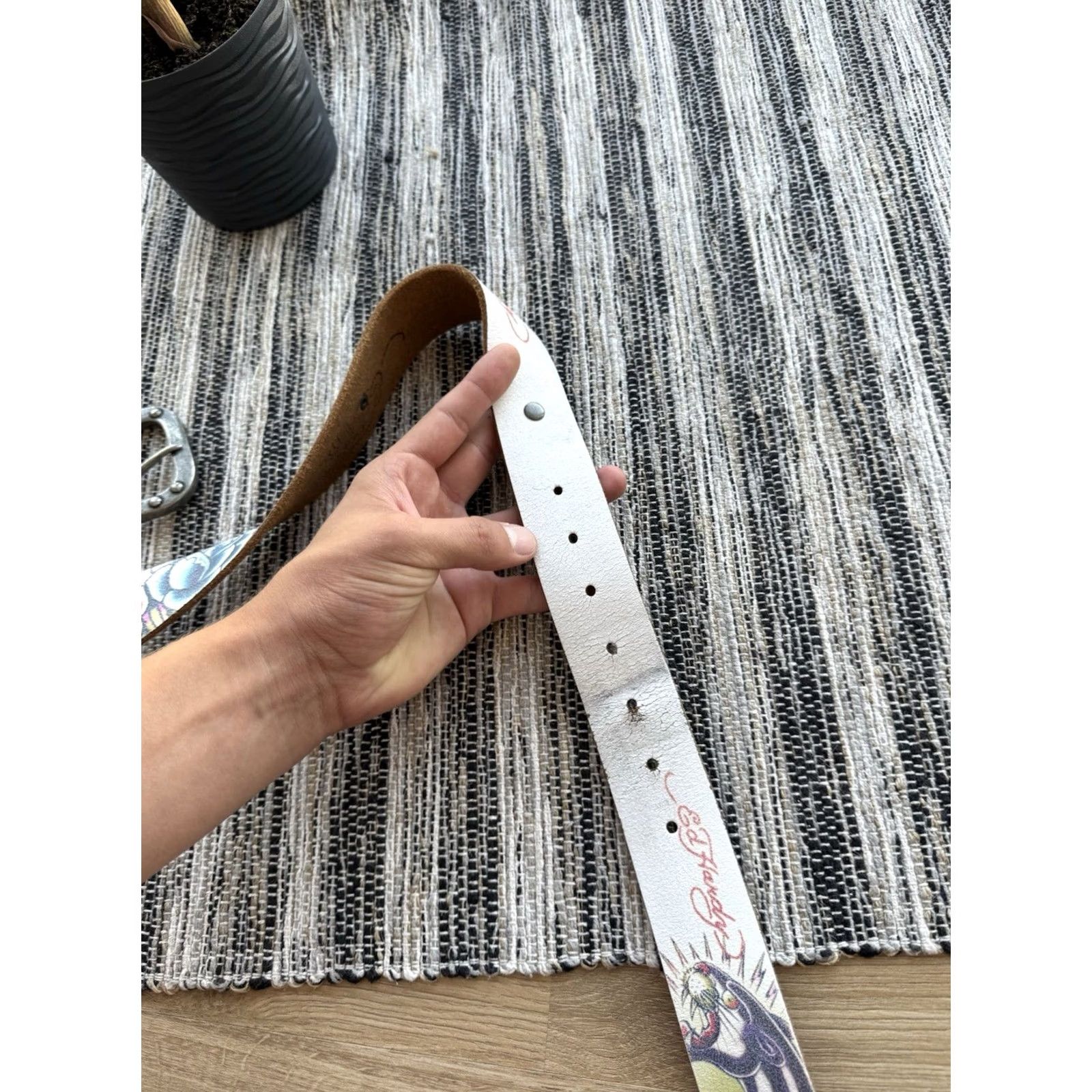 Ed Hardy VINTAGE Ed Hardy Belt S White Christian Audigier Design Leather Size Size ONE SIZE - 6 Thumbnail