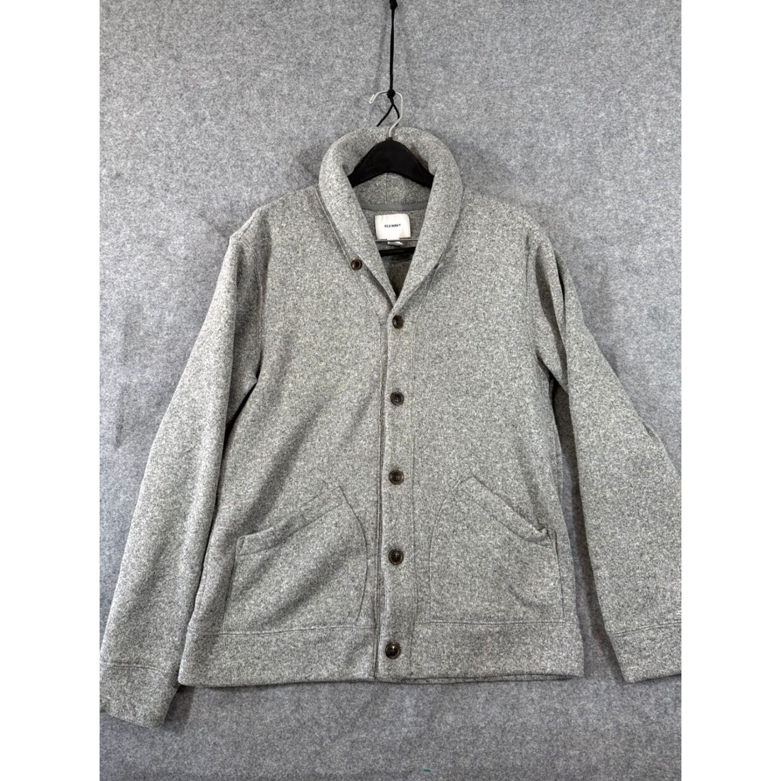 Old Navy VINTAGE Old Navy Cardigan Sweater Mens L Heather Gray Shawl Collar Button Front Thermal Size US L / EU 52-54 / 3 - 3 Thumbnail
