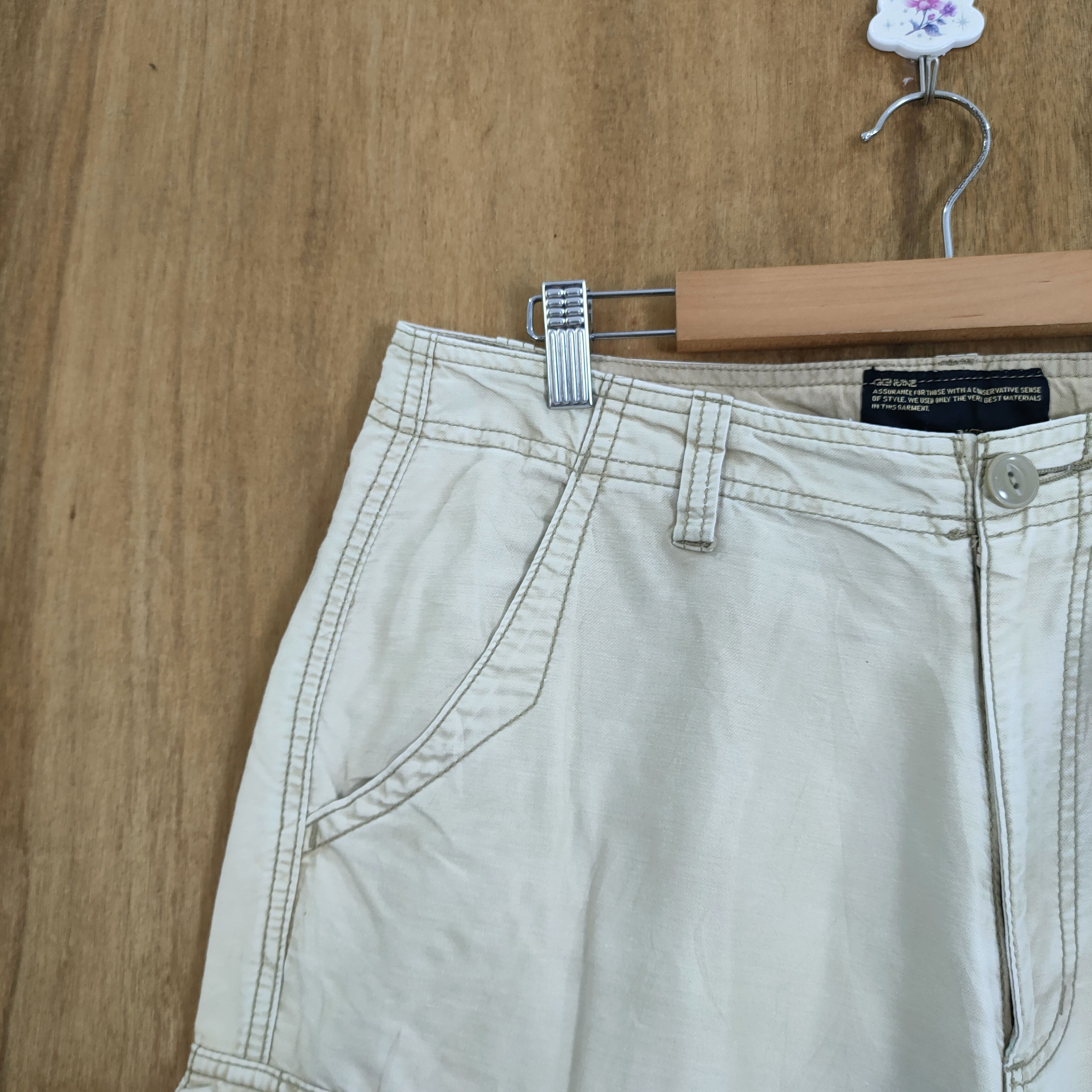 Japanese Brand × Numbers VINTAGE BACK NUMBER WHITE YELLOW BAGGY CARGO PANTS Size US 34 / EU 50 - 6 Thumbnail