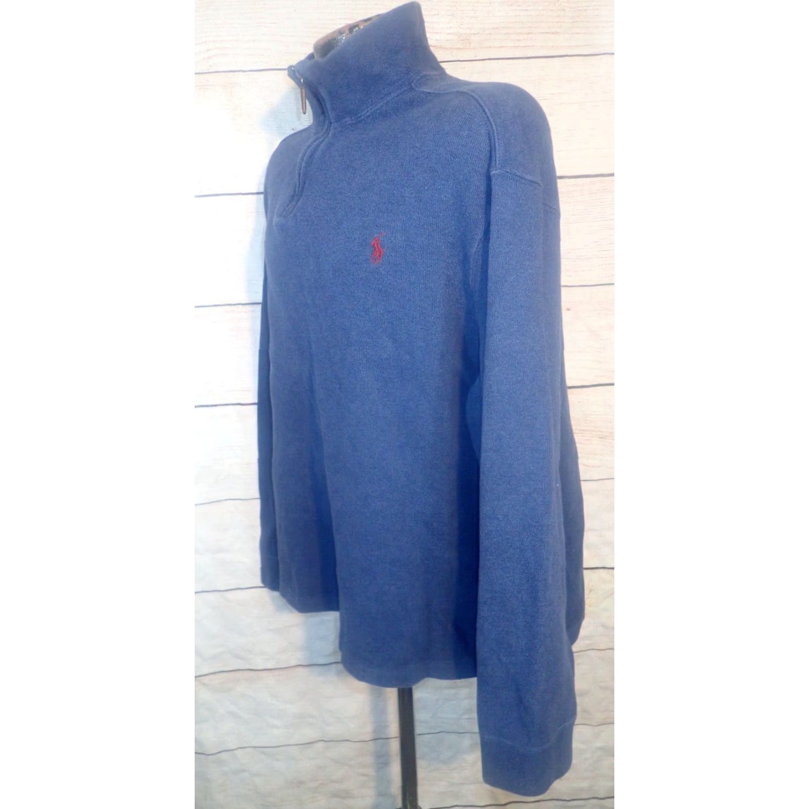 Ralph Lauren VINTAGE Polo Ralph Lauren 100% Cotton 1/4 Zip Sweater, XL, Blue, Classic Fit, Long Sleeve, Business Casual, Mens Size US XL / EU 56 / 4 - 3 Thumbnail