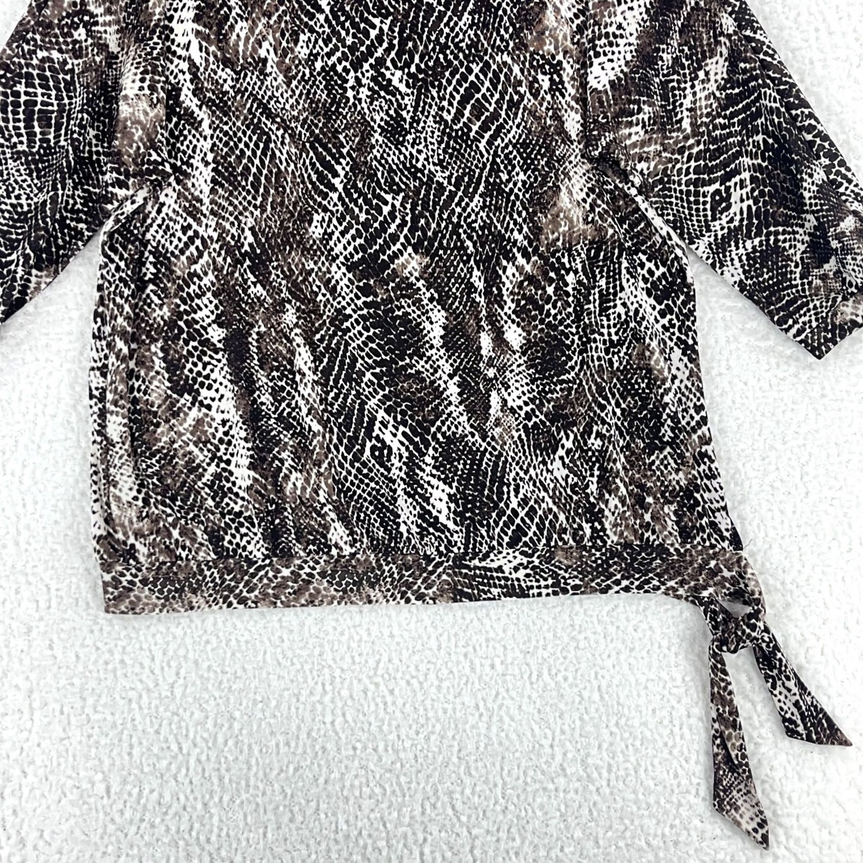 Vintage Chico's Brown Animal Print Shirt Womens 3/4 Sleeve Side Tie Pullover Size Large Size L / US 10 / IT 46 - 5 Thumbnail