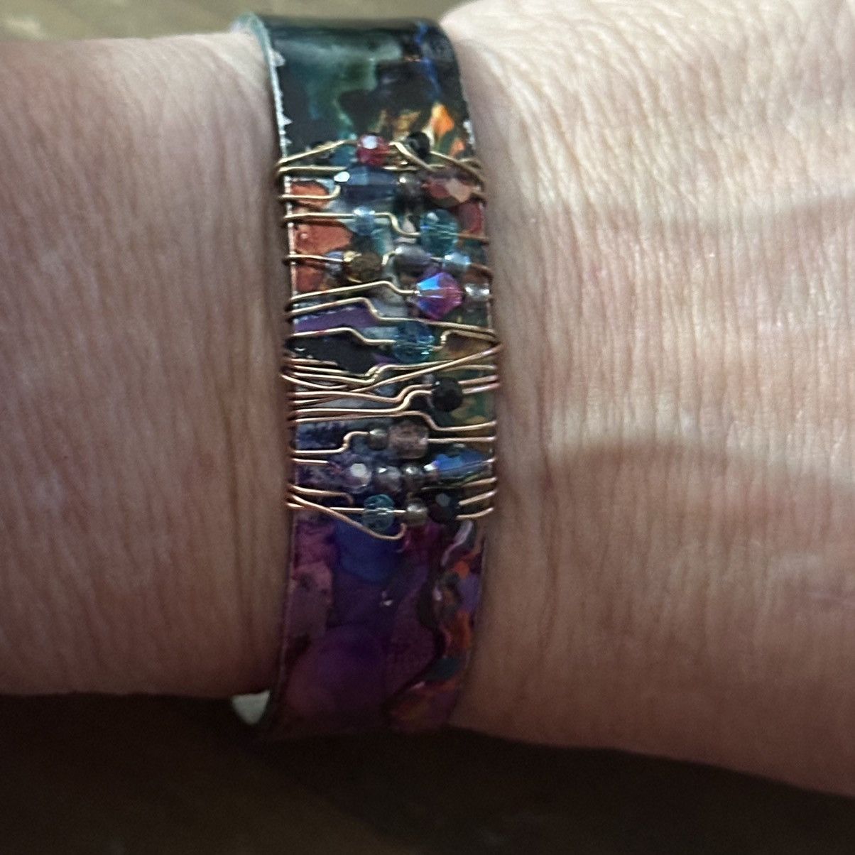 Other Handmade tie dye wire wrapped charm bangle cuff bracelet Size ONE SIZE - 3 Thumbnail