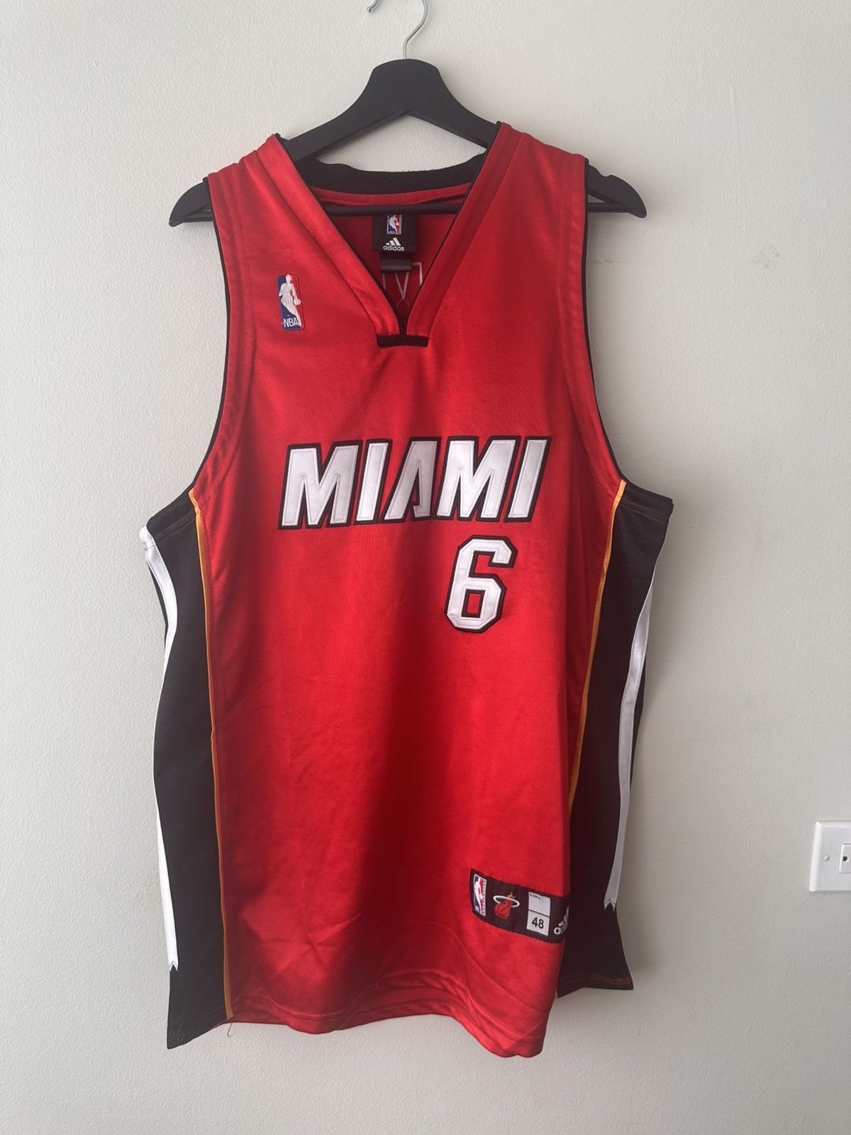 Adidas Miami Heat Authentic Lebron James Sewn Jersey Size 48