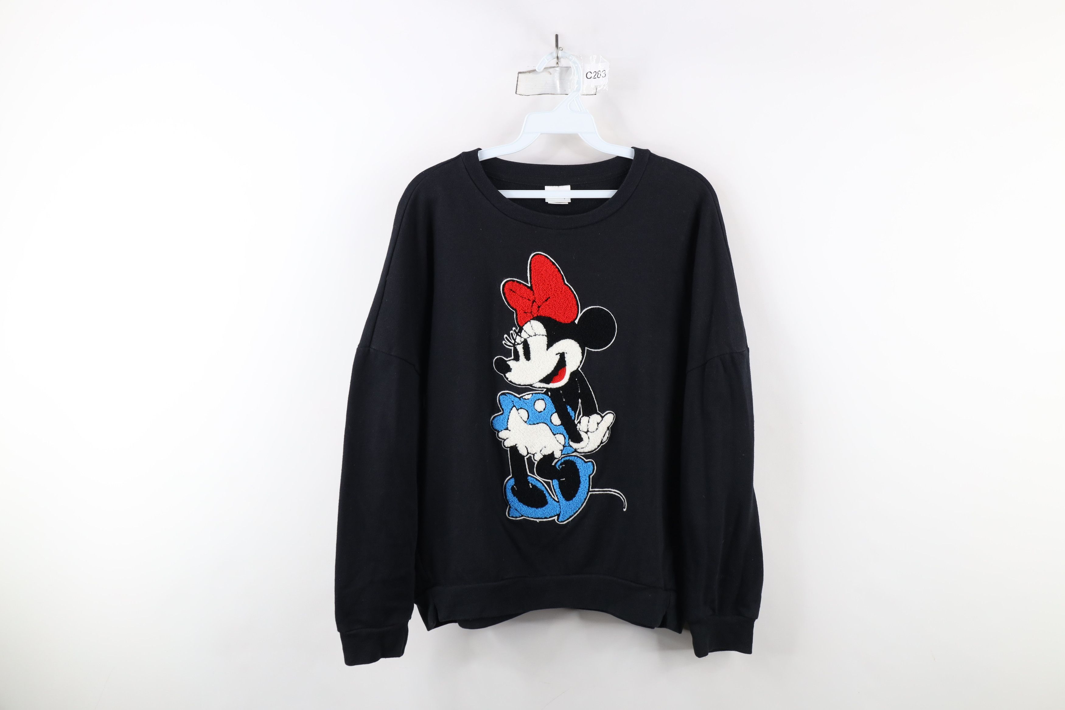 Disney × Vintage Vintage Disney Cropped Felt Patch Minnie Mouse Sweatshirt Size L / US 10 / IT 46 - 1 Thumbnail