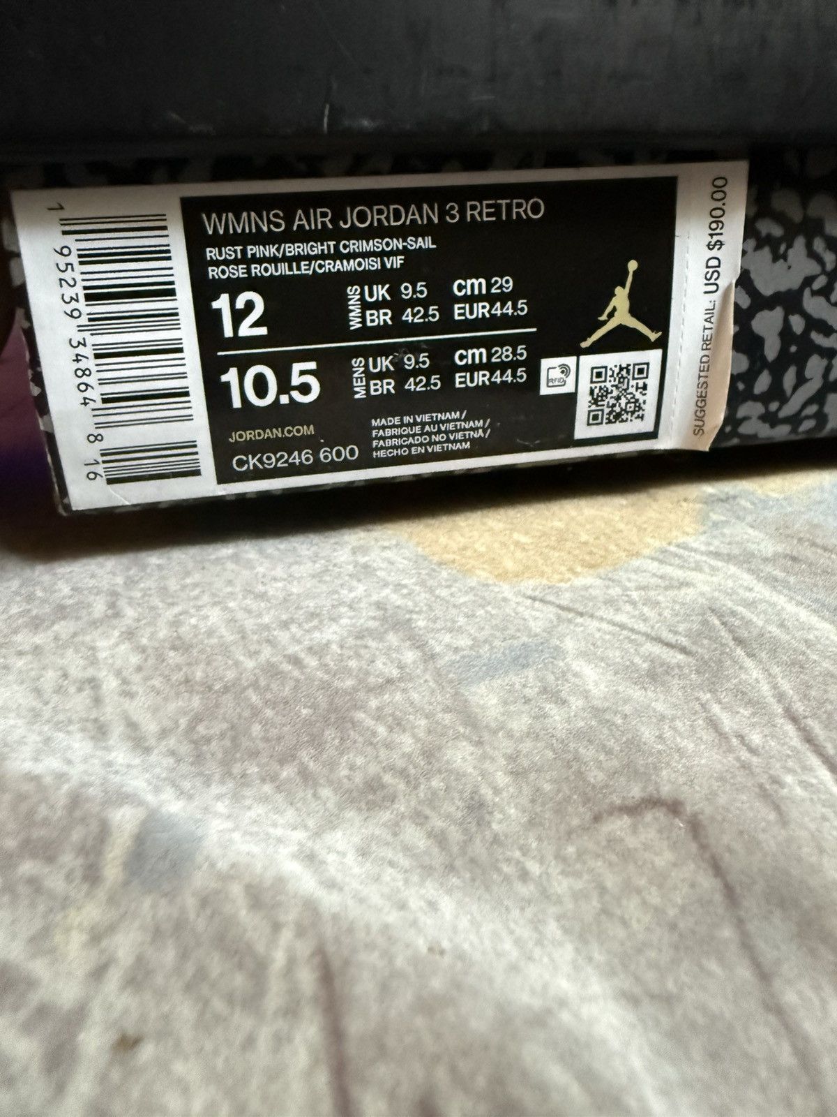 Jordan Brand WMNS Air Jordan 3 Retro Rust Pink size 12W 10.5M Size US 10.5 / EU 43-44 - 6 Thumbnail