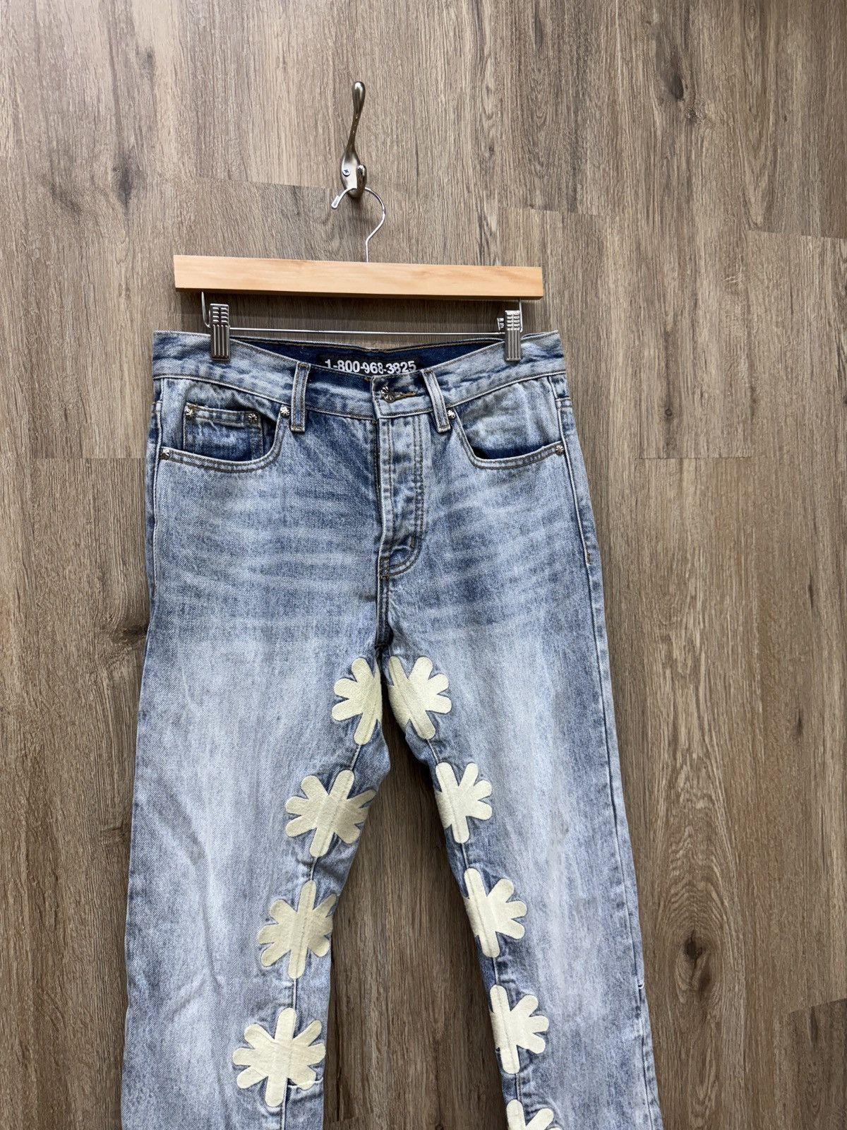 LOSTSHDWS Lost Shdws Cream Flower Denim Jeans Size US 30 / EU 46 - 3 Thumbnail