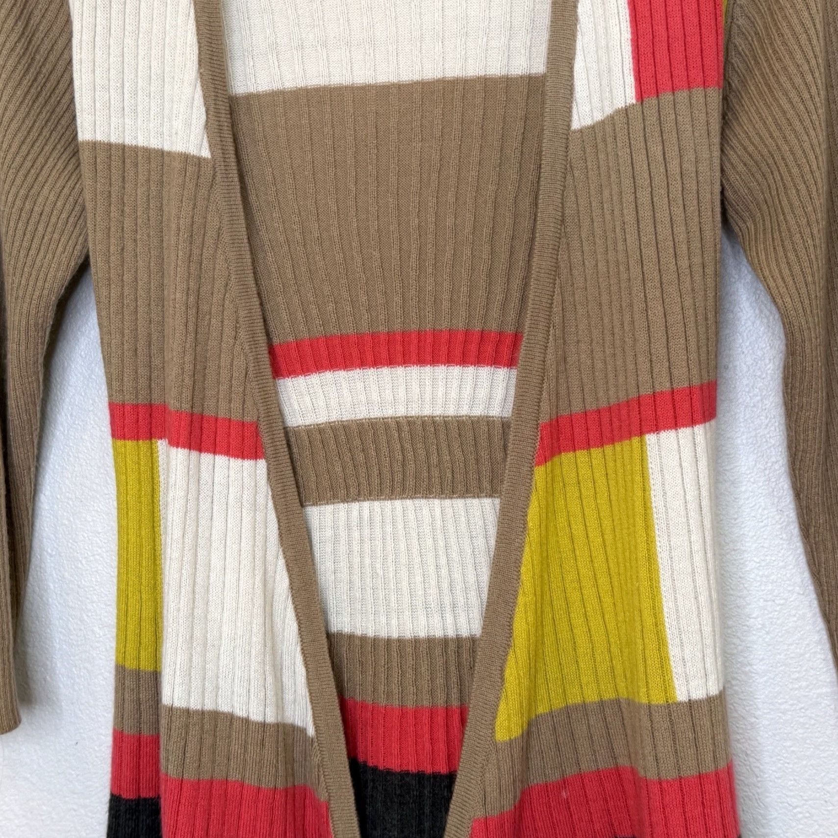 Vintage VINTAGE The Limited Sweater Cardigan Womens Large Tan Stripe Open Front Belted Shirt Womens L Tan Stripe Belted Cardigan The Limited Size L / US 10 / IT 46 - 3 Thumbnail