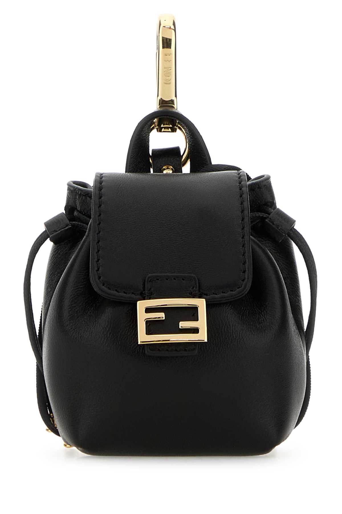 Fendi Black Nappa Leather Nano Backpack Charm Size ONE SIZE - 1 Thumbnail