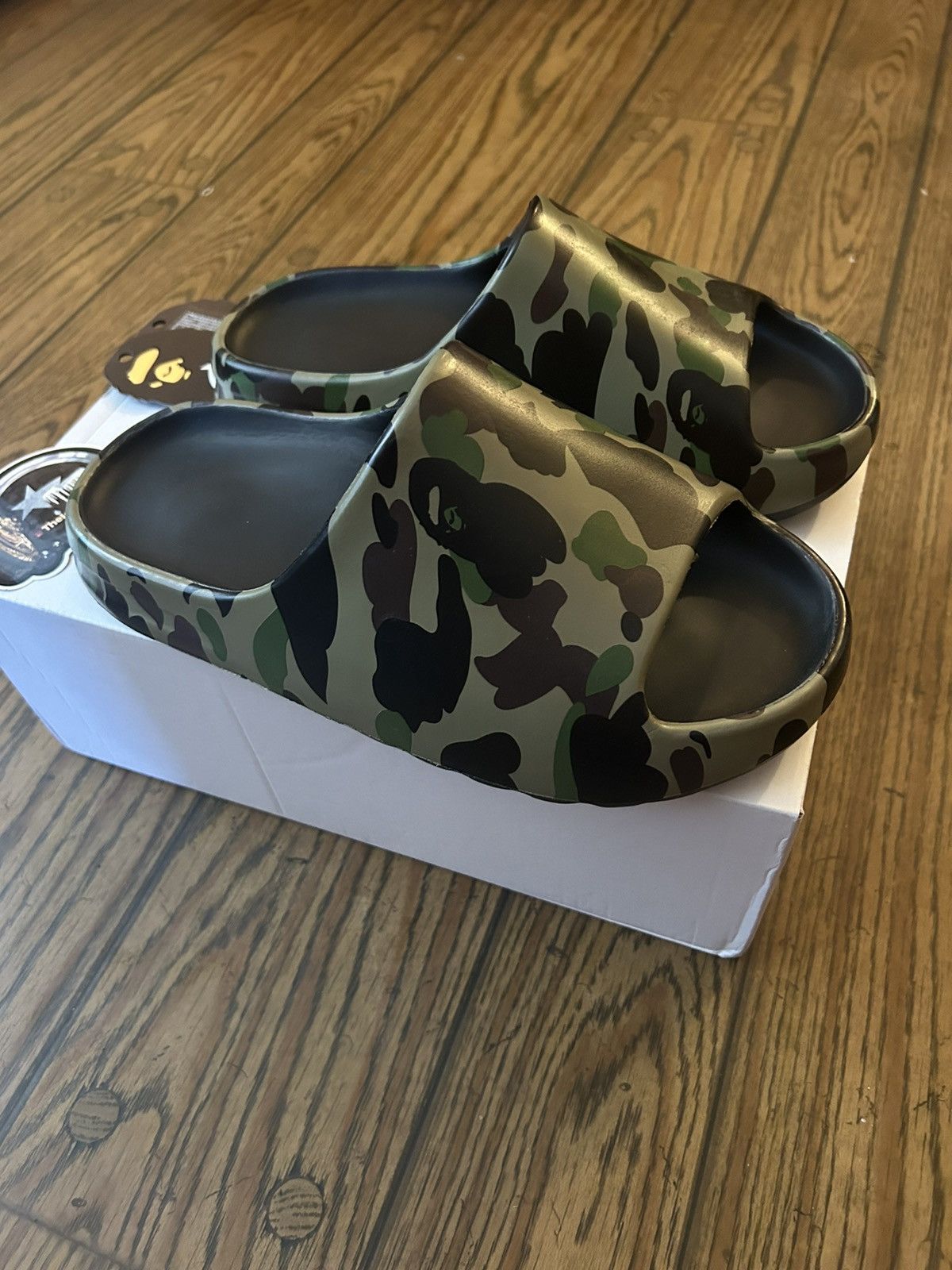 Bape Bape 1st Camo Green Camo “Yeezy” Slides Size US 8 / EU 41 - 4 Thumbnail