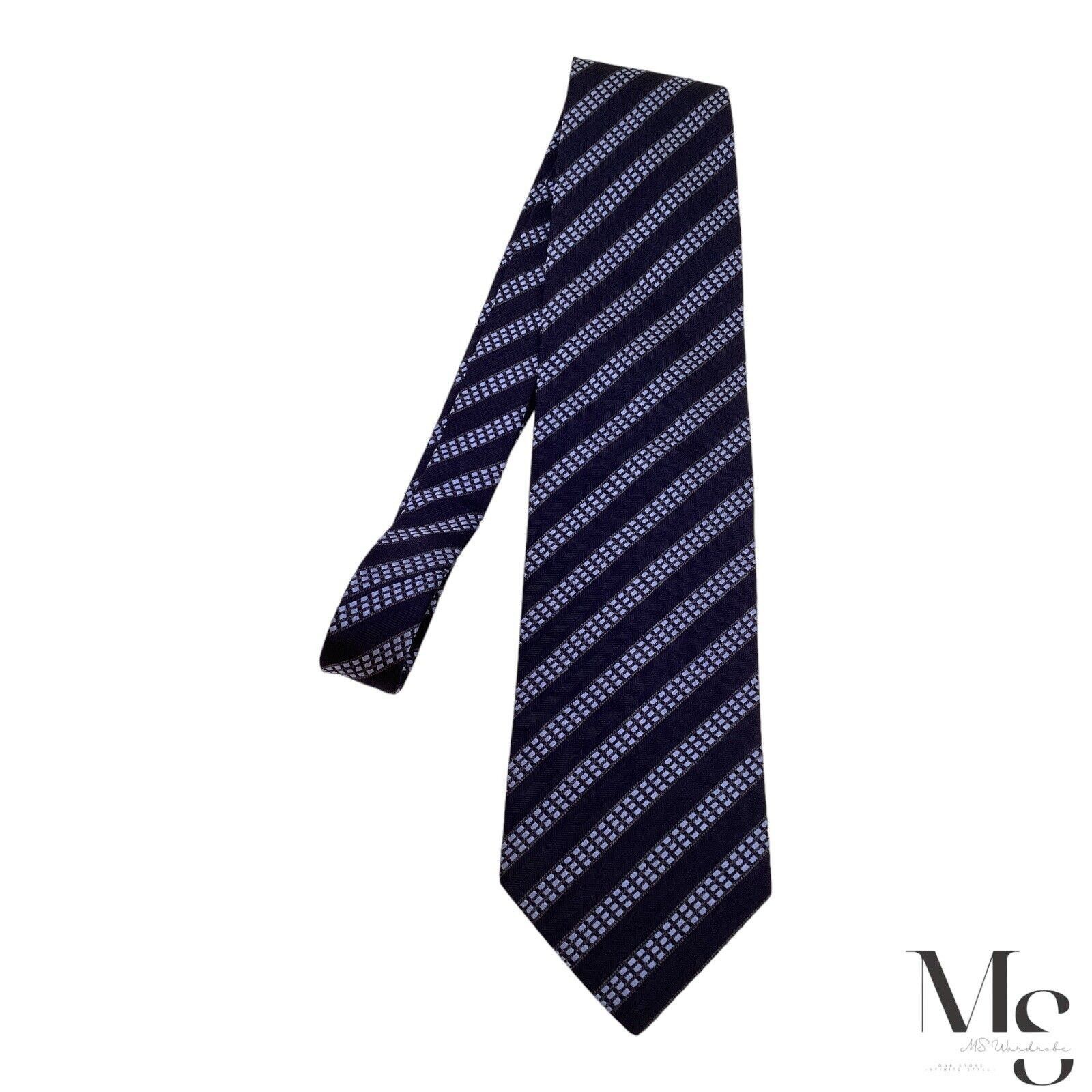 Armani ARMANI COLLEZIONI Navy Blue Striped Silk Tie Italy W:3.75" Size ONE SIZE - 6 Thumbnail
