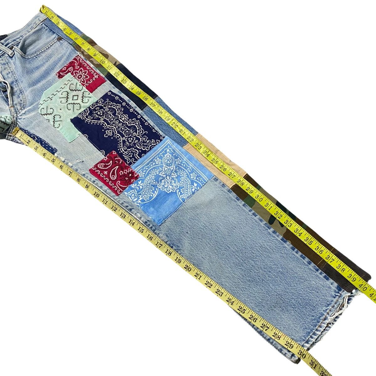 Levi's Vintage Levis 501 Redline Denim Patchwork Jeans Size US 33 - 19 Thumbnail