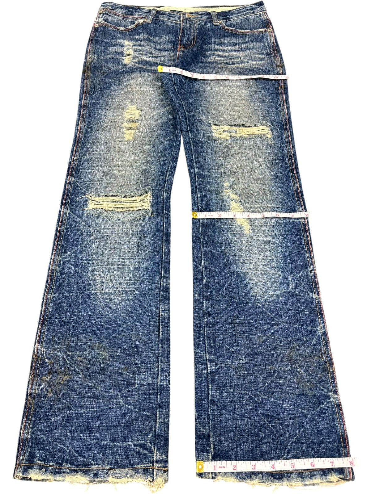 Japanese Brand Vintage Japanese Brand Crack Mud Wash Distressed Loose Jeans Size US 31 - 13 Thumbnail