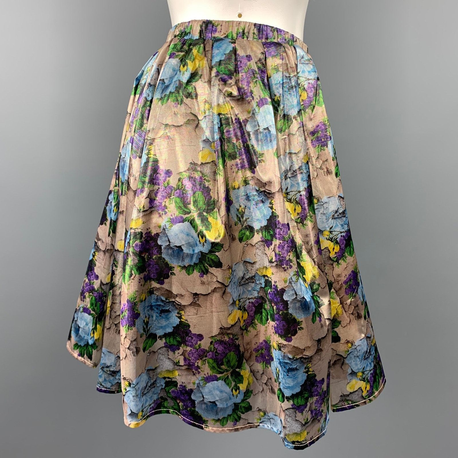 MSGM Floral Polyamide Elastic Waistband A-Line Skirt Size 28" / US 6 / IT 42 - 2 Thumbnail