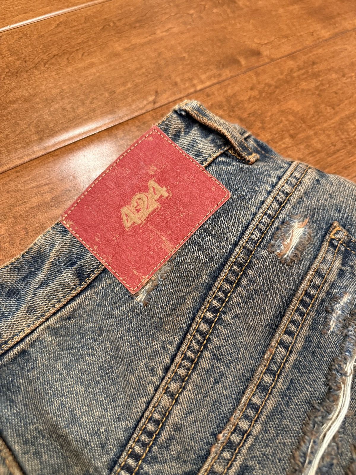 424 424 Big Daddy Denim Blue Brown Sugar Wash Distressed Size US 34 / EU 50 - 6 Thumbnail