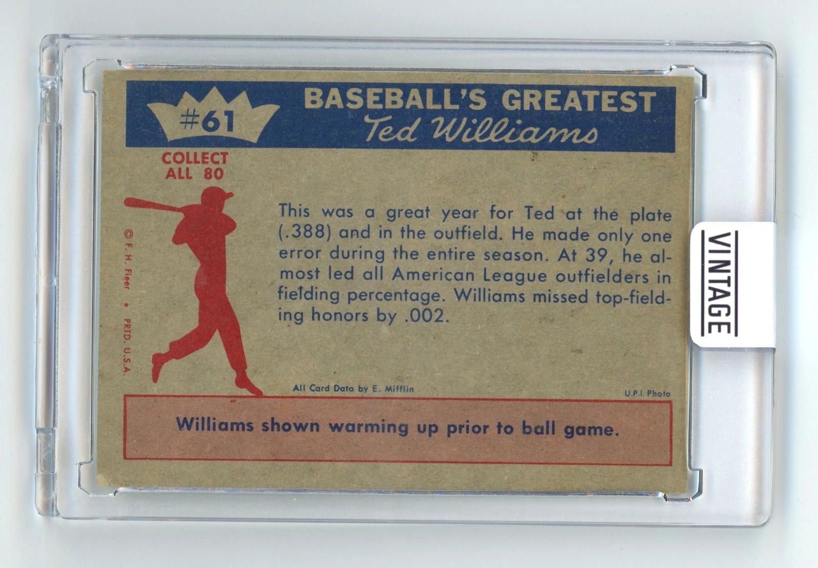 Other 1959 Fleer #61 Ted Williams 1957 Outfielder Ted Red Sox HOF Size ONE SIZE - 2 Thumbnail
