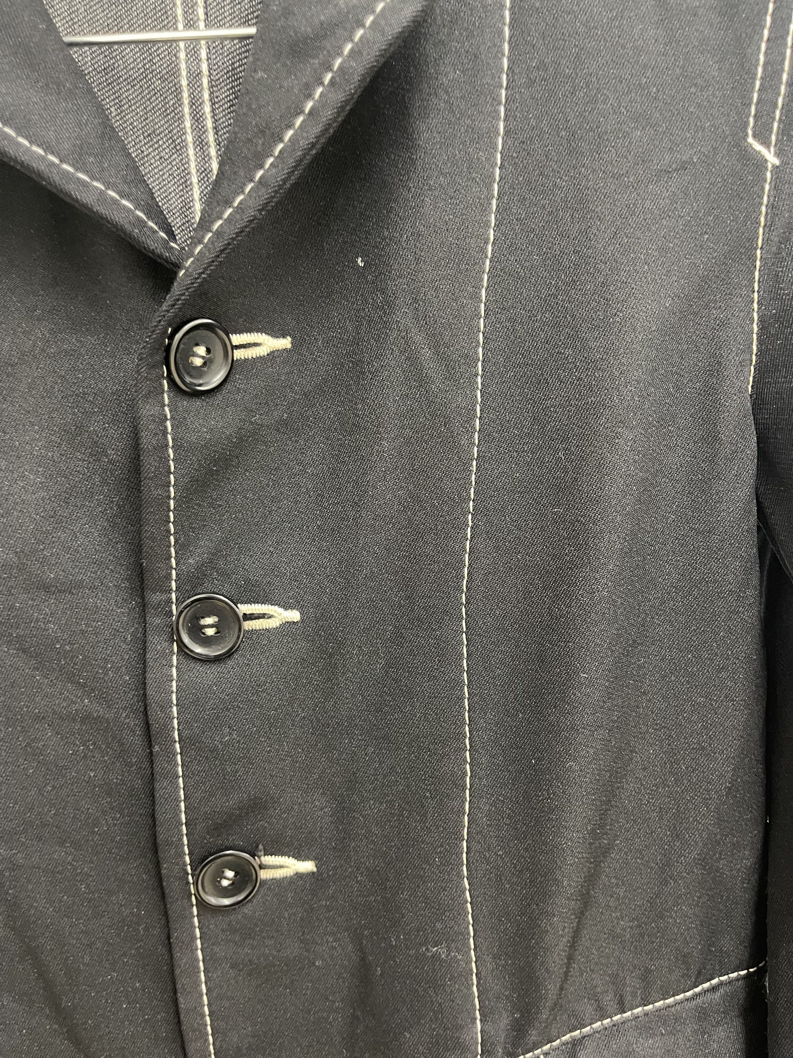 Comme des Garcons Black CDG BLACK XXS CONTRAST STITCH BLAZER- LONG COAT Size XXS / US 00 / IT 34 - 5 Thumbnail