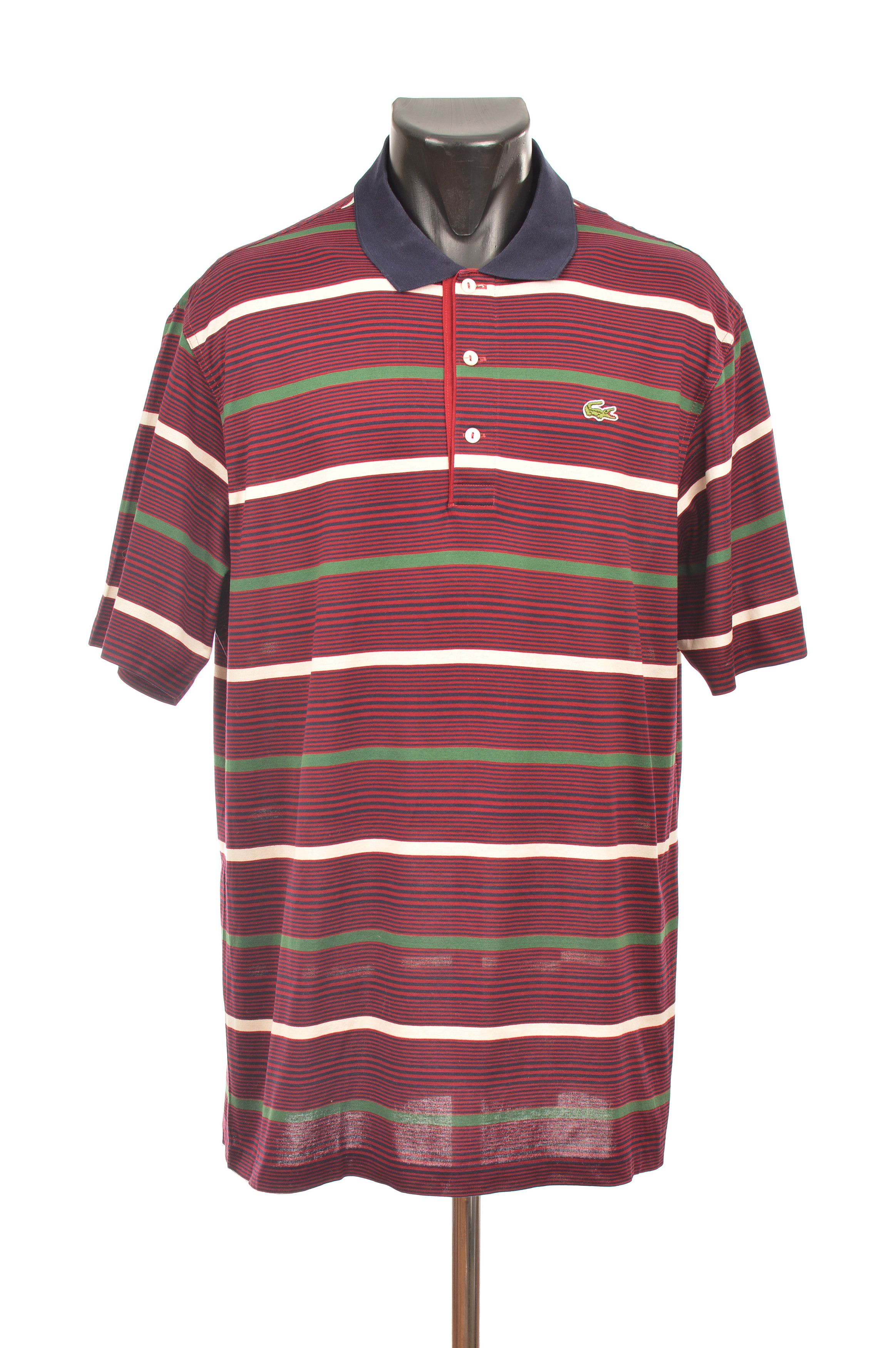 Lacoste Lacoste Vintage Burgundy Striped Polo Shirt Size US XL / EU 56 / 4 - 1 Thumbnail