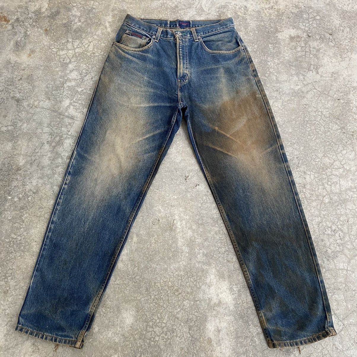 VTG 90’s Tommy Hilfiger Mud Blue Dirty Baggy Denim Jeans