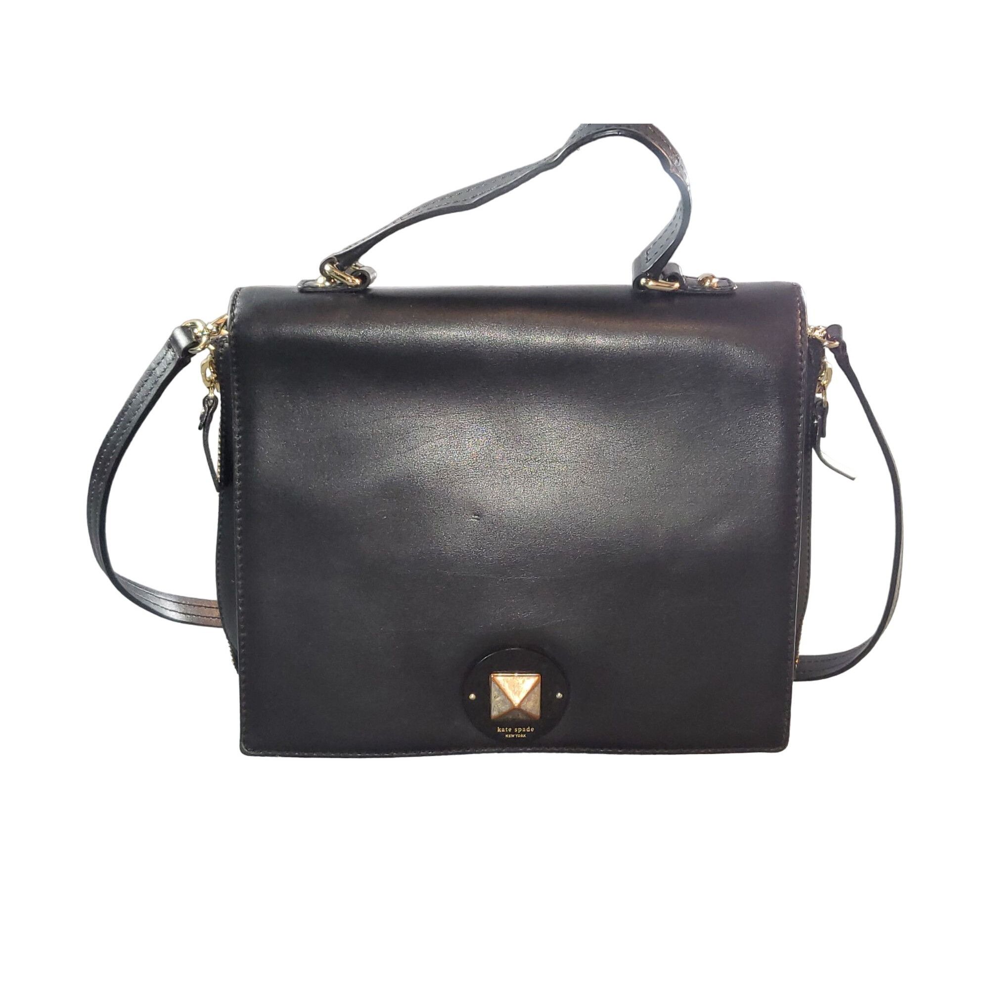 Kate Spade New York Crossbody Purse Calf Hair Black Leather