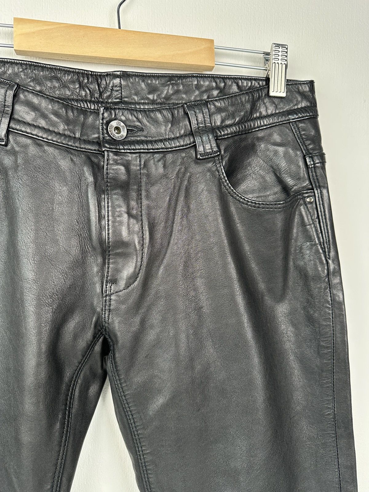 Diesel Y2K DIESEL 100% Leather Black Pants size 29 Vintage Size 29" - 5 Thumbnail