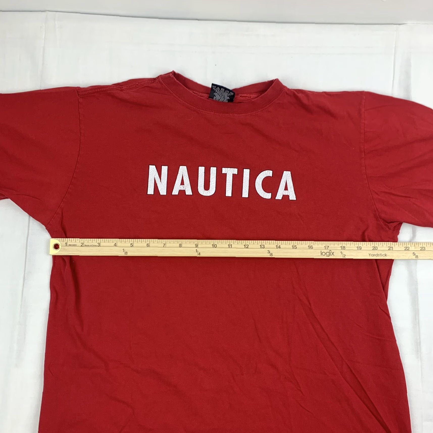 Nautica VINTAGE Nautica T Shirt Adult Medium Red Spellout Thrashed Worn Grunge Y2K Sailing Boats Mens Size US M / EU 48-50 / 2 - 7 Thumbnail