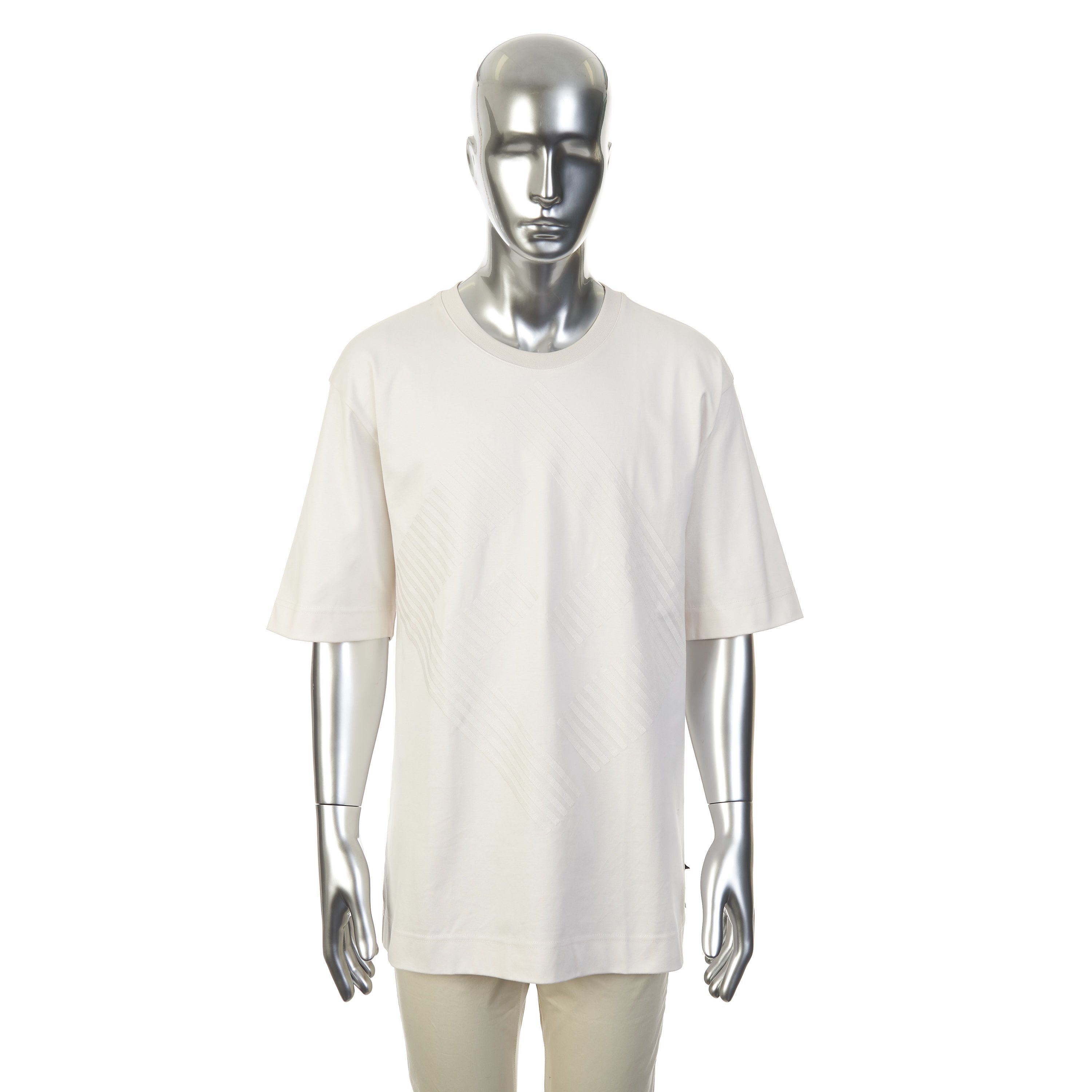 Fendi T-Shirt In Offwhite Cotton With Fendi Motif Embroidery Size US XXL / EU 58 / 5 - 2 Thumbnail