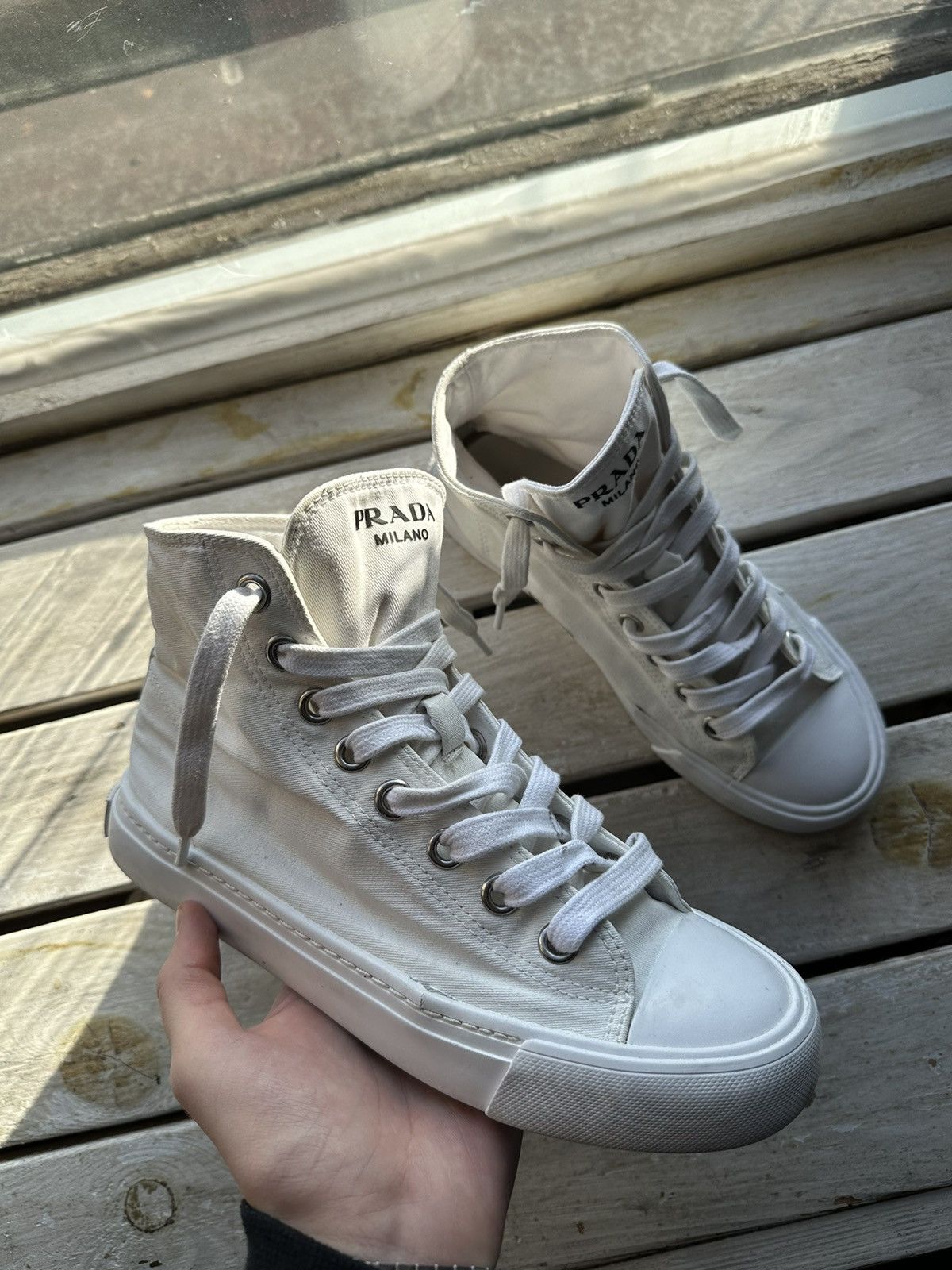 スニーカー PRADA WHITE MESH PRAX 2.0 SNEAKERS White Prax 2.0 Fabric And Mesh Sneakers | PRADA