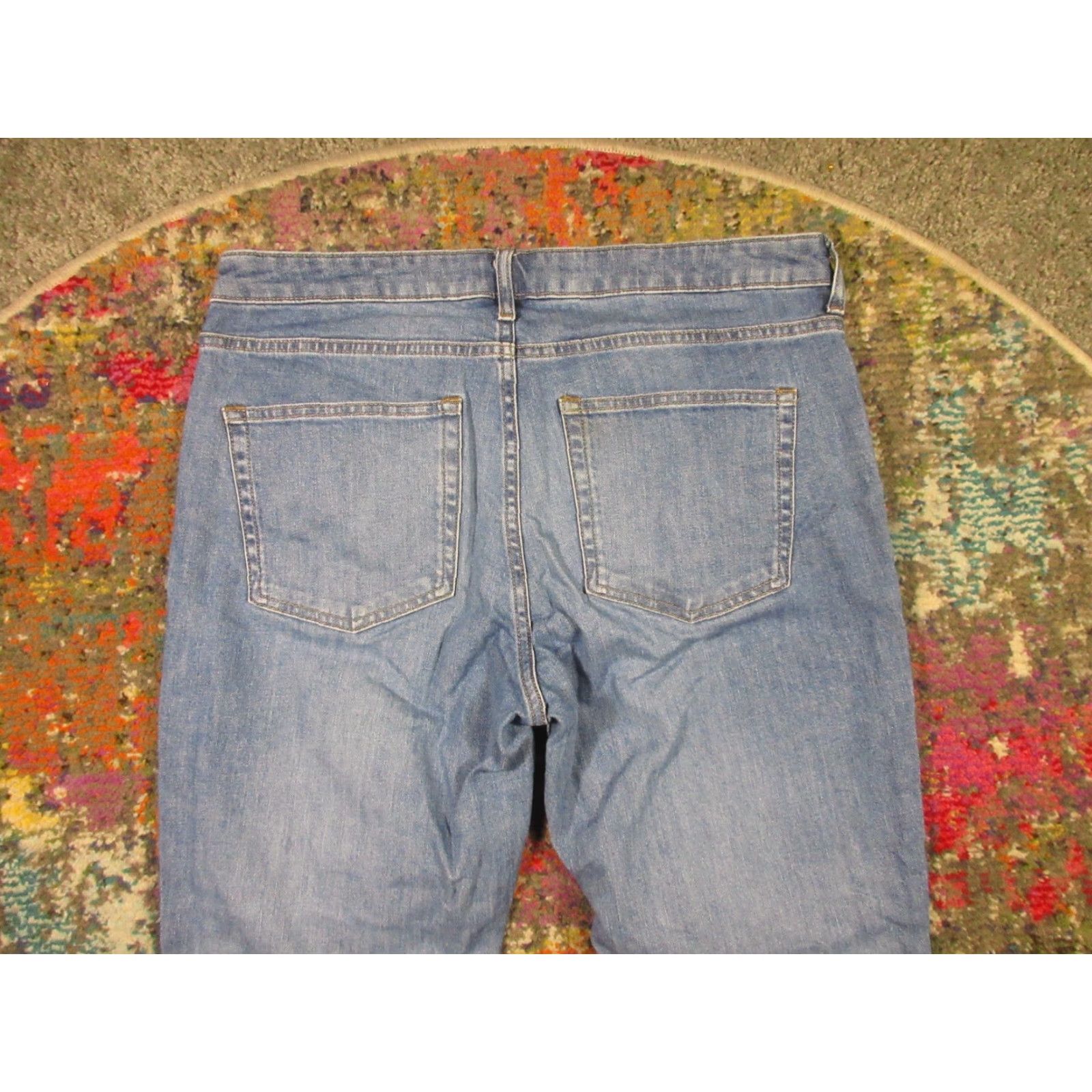 Everlane Everlane Mid Rise Jeans Women's 31 Tall 32x31 Denim Blue 5-Pocket Skinny Medium Wash Whiskers Fade Zip Button Size 24" / US 00 / IT 34 - 5 Thumbnail
