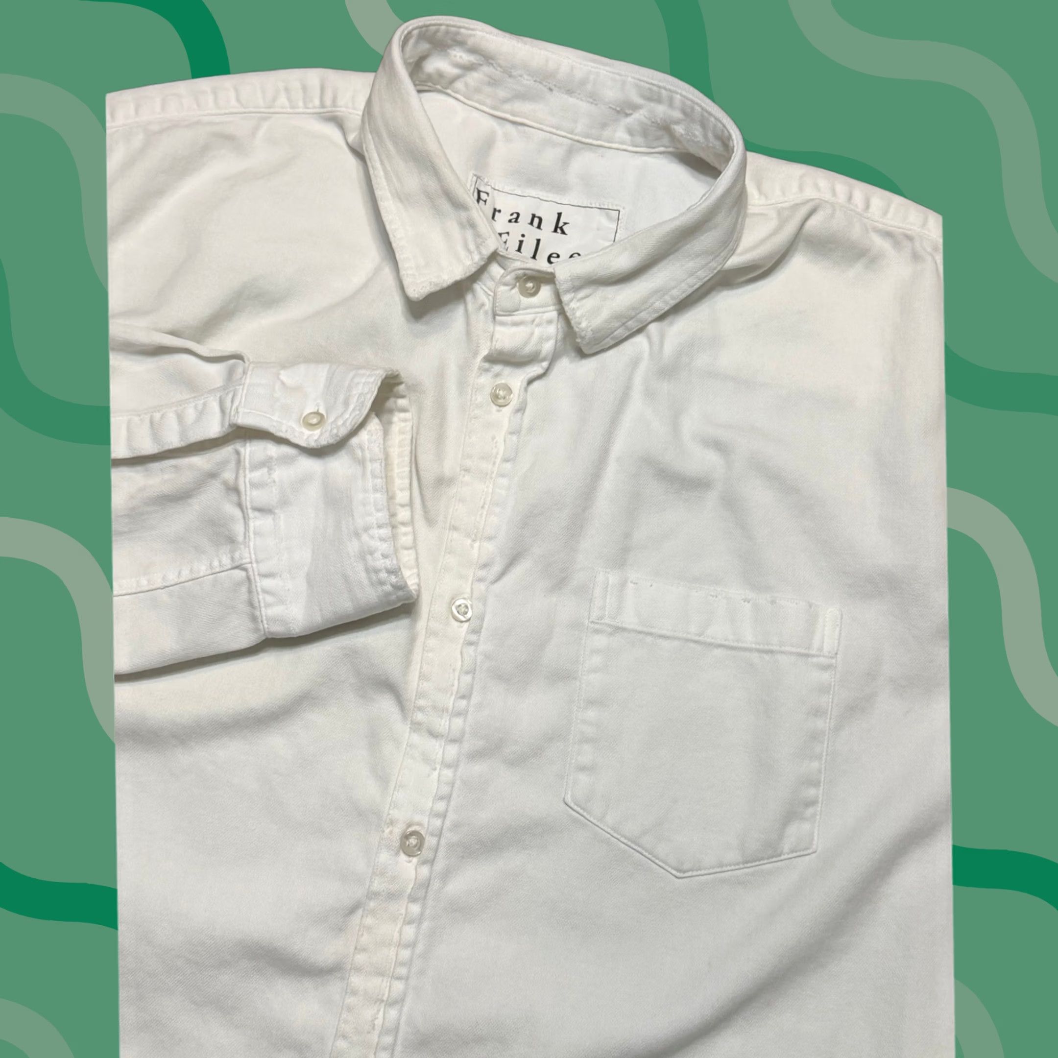 Frank & Eileen VINTAGE Frank & Eileen Luke White Distressed Raw Hem Button Down Shirt White Men 2XL Size US XXL / EU 58 / 5 - 1 Thumbnail