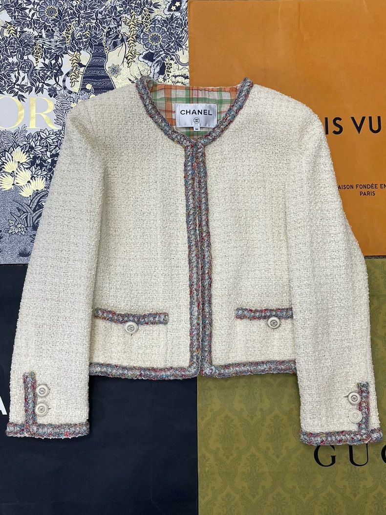 Chanel chanel White stitching colourful rolled edge two-pocket ja Size XS / US 0-2 / IT 36-38 - 1 Thumbnail