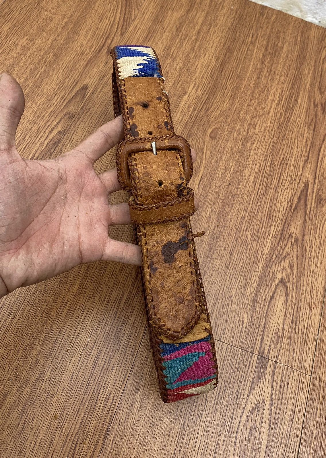Handmade Hand Woven Leather Belts From Guatemala Size ONE SIZE - 3 Thumbnail