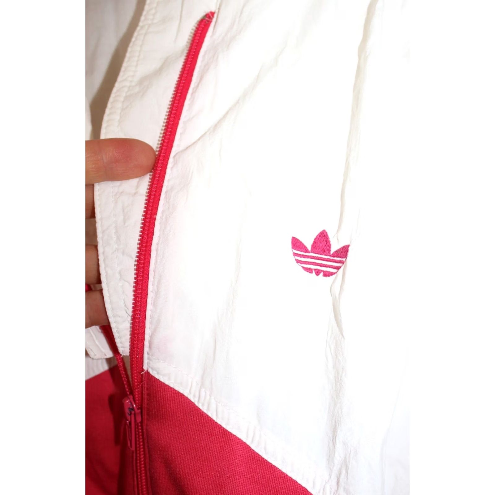 Adidas VINTAGE Adidas Track Jacket Shirt Unisex Adults XL White/Pink Cotton Zip Sleeve Long Regular 1980s Men Women Boys Girls Size US M / EU 48-50 / 2 - 2 Thumbnail