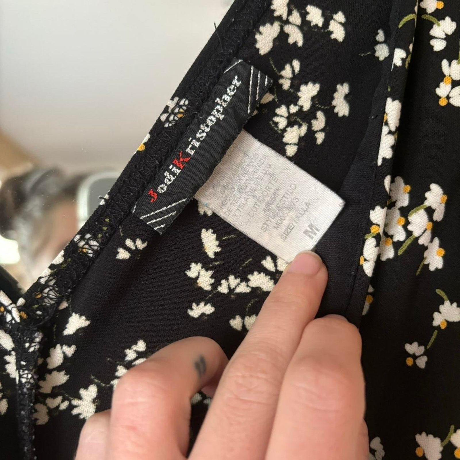 Vintage Vintage Jodi Kristopher Black Floral Midi Dress Medium Y2K Size M / US 6-8 / IT 42-44 - 4 Thumbnail