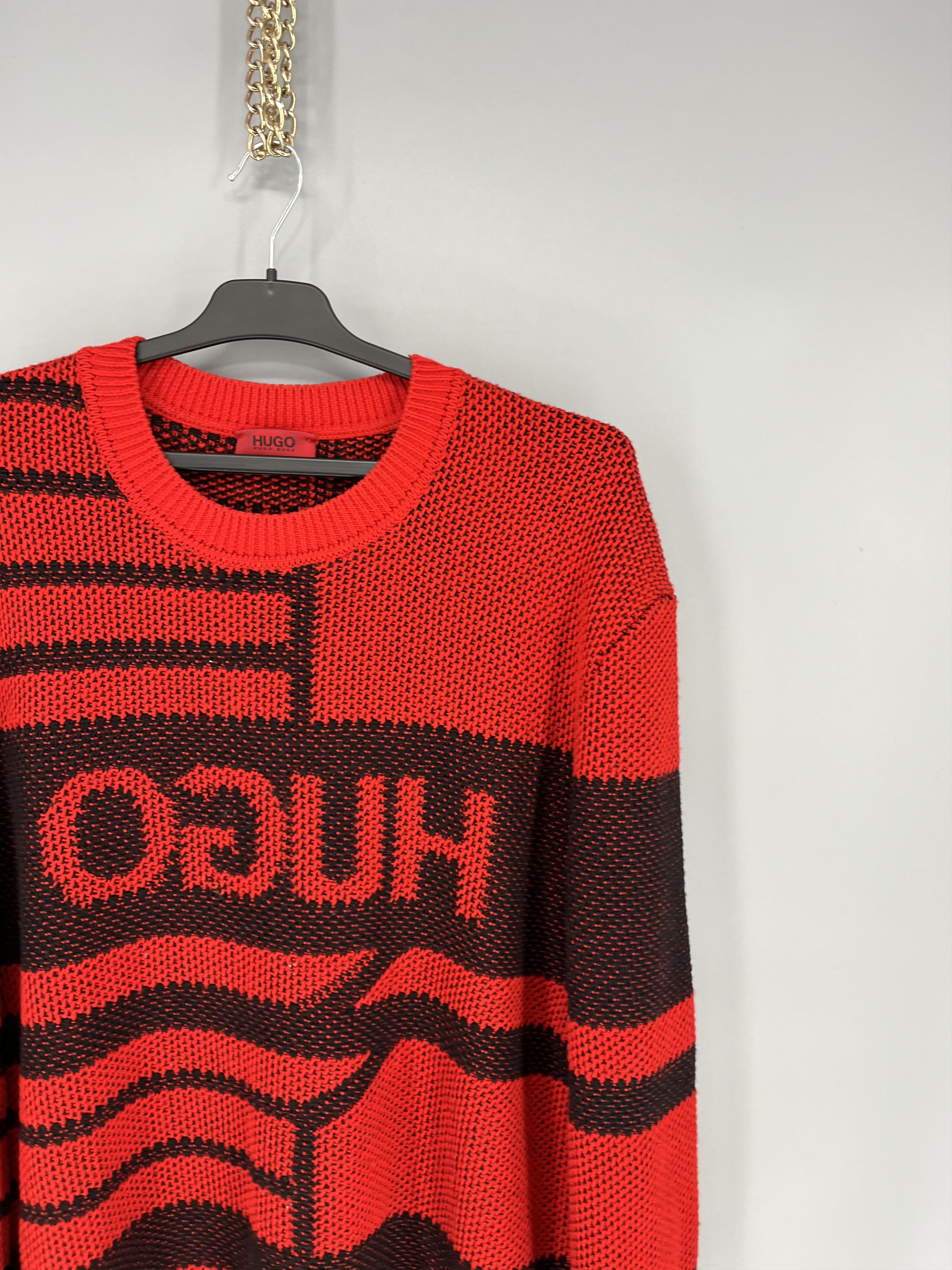 Hugo Boss Hugo Oversized Jacquard Knitted Jumper Wool with Reversed Size US XL / EU 56 / 4 - 5 Thumbnail
