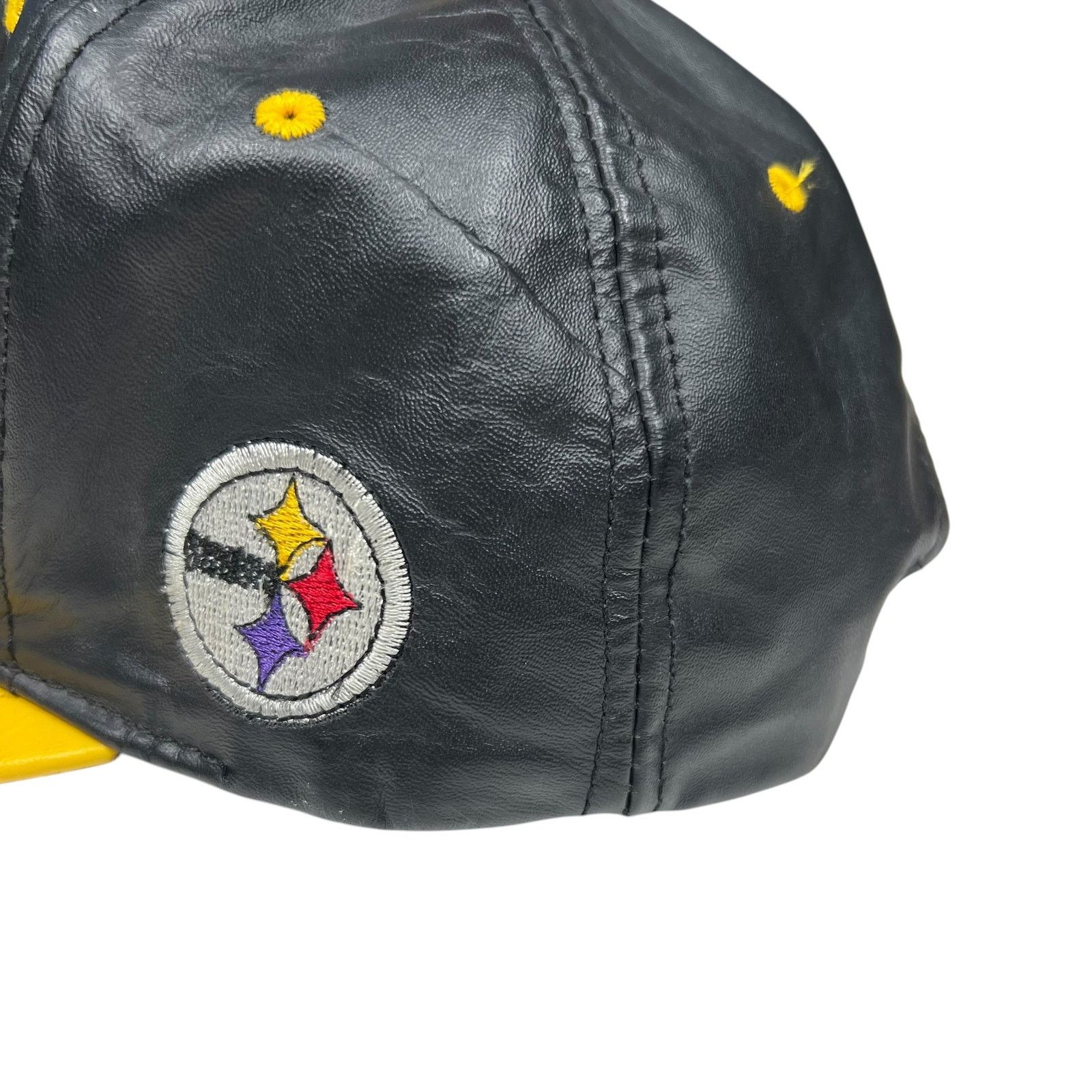 NFL × Vintage Vintage 90s Pittsburgh Steelers NFL branded leather SnapBack Size ONE SIZE - 6 Thumbnail