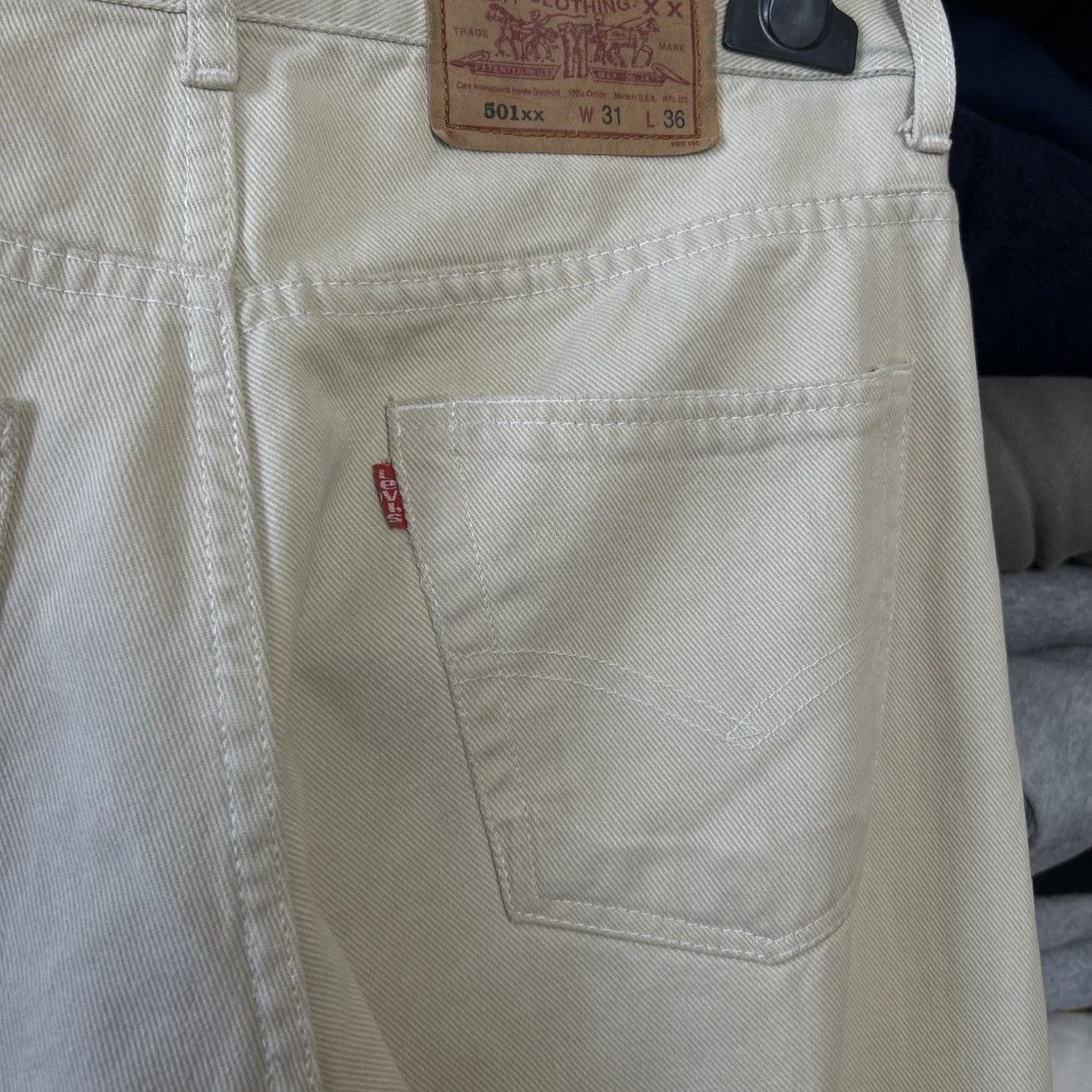 Levi's Vintage Clothing Vintage Levis 501xx Made InUSA rare beige denim jeans Size US 34 / EU 50 - 3 Thumbnail