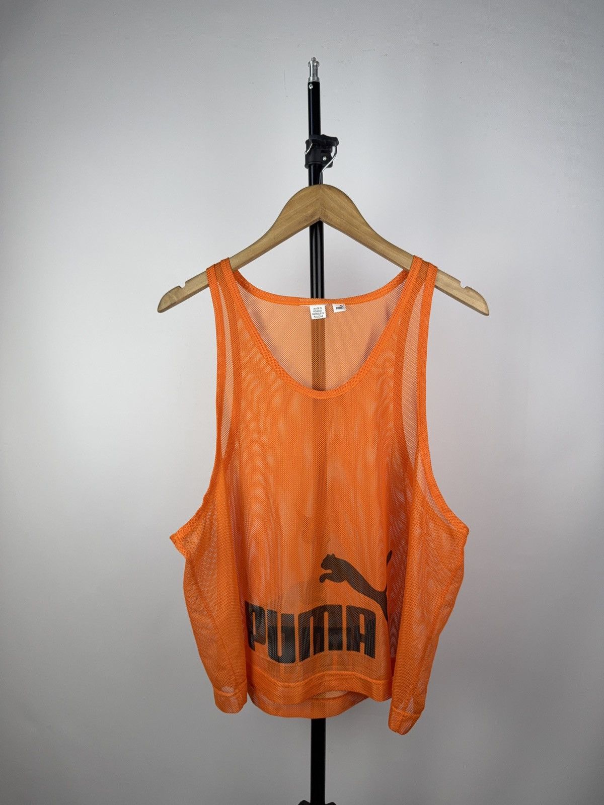 Puma Vintage 90s Puma Orange Mesh Training Bib Tank Jersey Vest Size US S / EU 44-46 / 1 - 1 Thumbnail