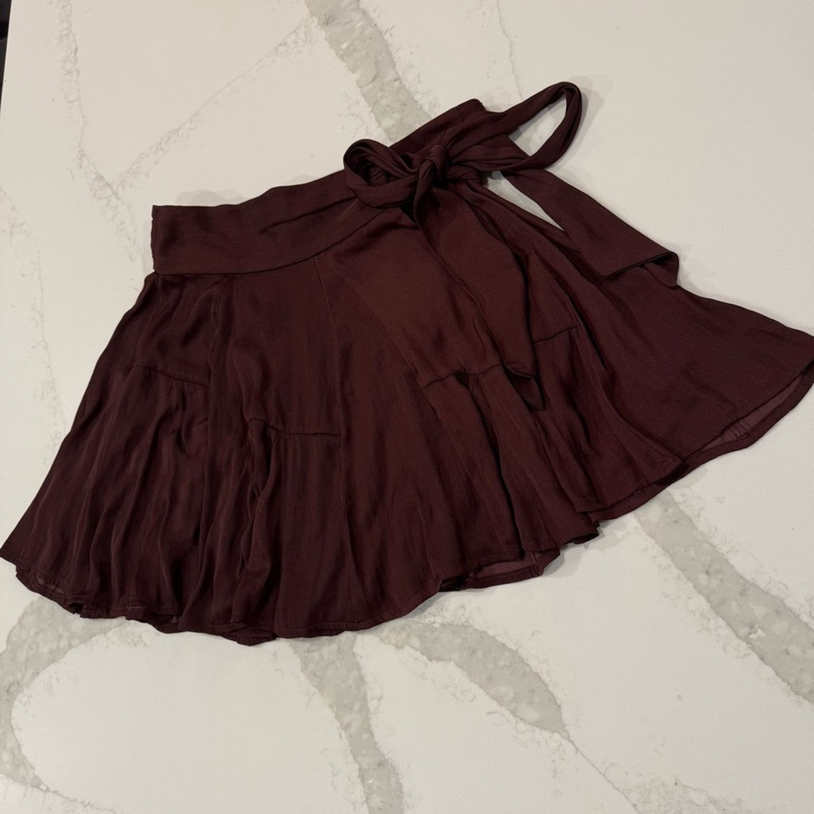 Free People Free People Sateen Mini Wrap Skirt Women’s Small Chocolate Size 27" / US 4 / IT 40 - 2 Thumbnail