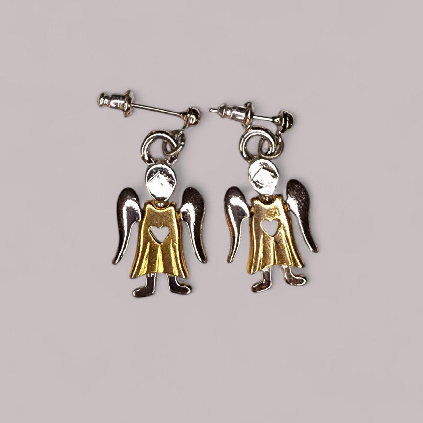 Other ADORABLE Two-Tone ANGEL Dangle Pierced Earrings Signed GCI Size ONE SIZE - 2 Thumbnail