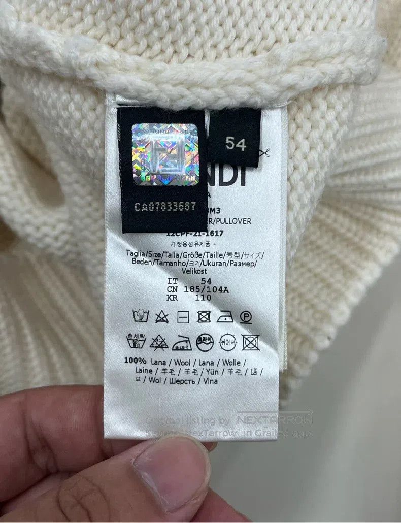 Fendi Fendi Off-White Knit Sweater with Embroidered Letter Logo Size US L / EU 52-54 / 3 - 4 Thumbnail
