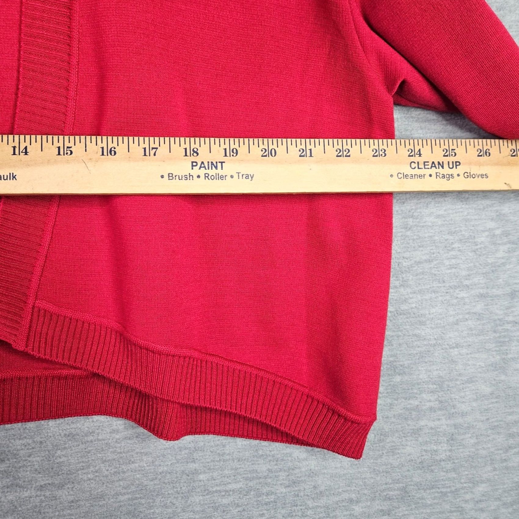 St. John St.John Women's M Red Cropped Open Front Knit Sweater Cardigan V-Neck Wool Rayon USA Holiday 90s Modern Mens Womens Boys Girls Size M / US 6-8 / IT 42-44 - 3 Thumbnail