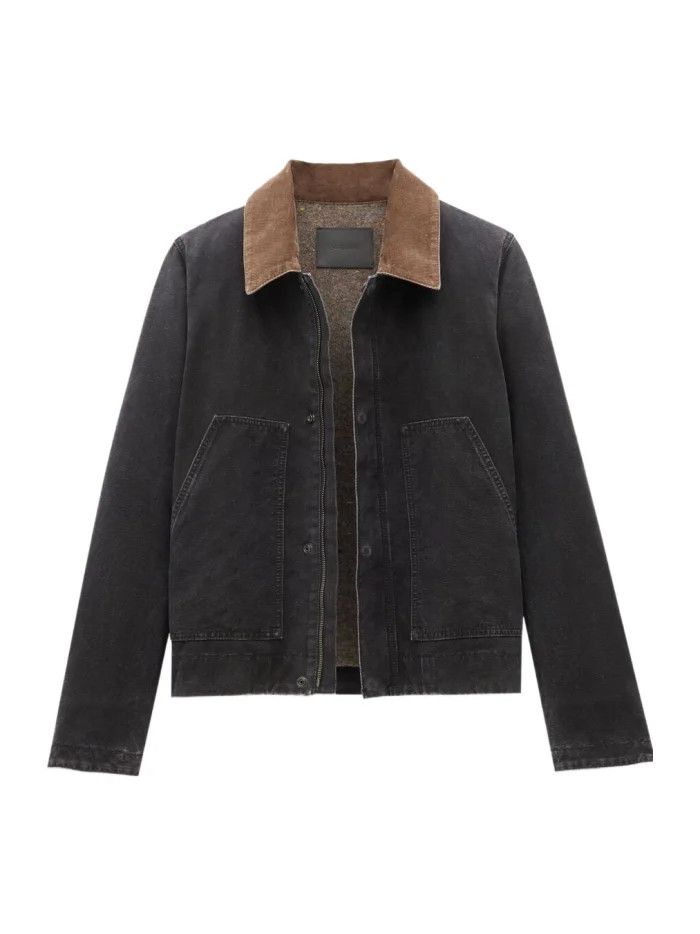 o1s1wg110326 Buttoned Long-Sleeved Work Jacket in Black
