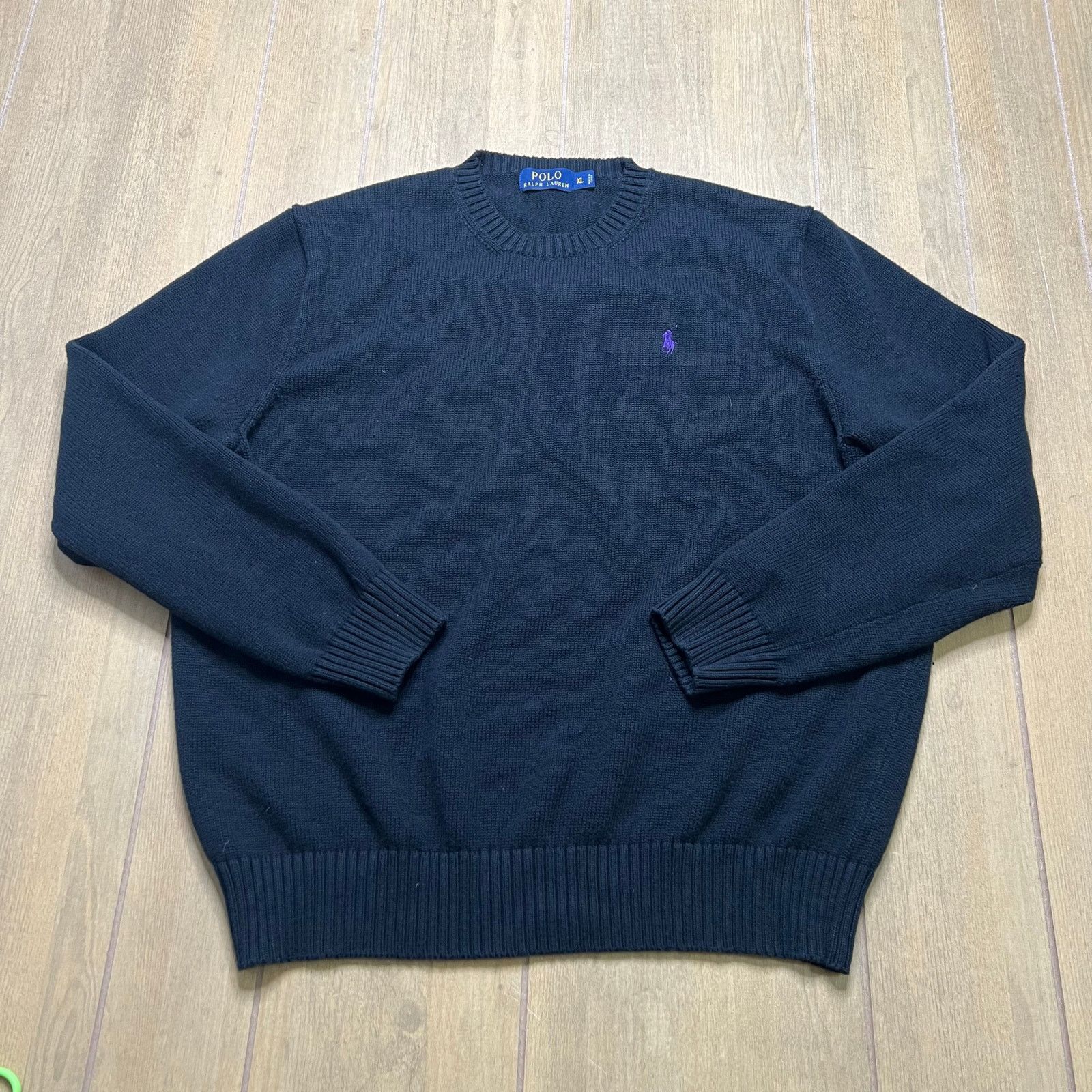 Polo Ralph Lauren Vintage Polo Ralph Lauren Cotton Men's Black Knit Sweater XL Size US XL / EU 56 / 4 - 1 Thumbnail