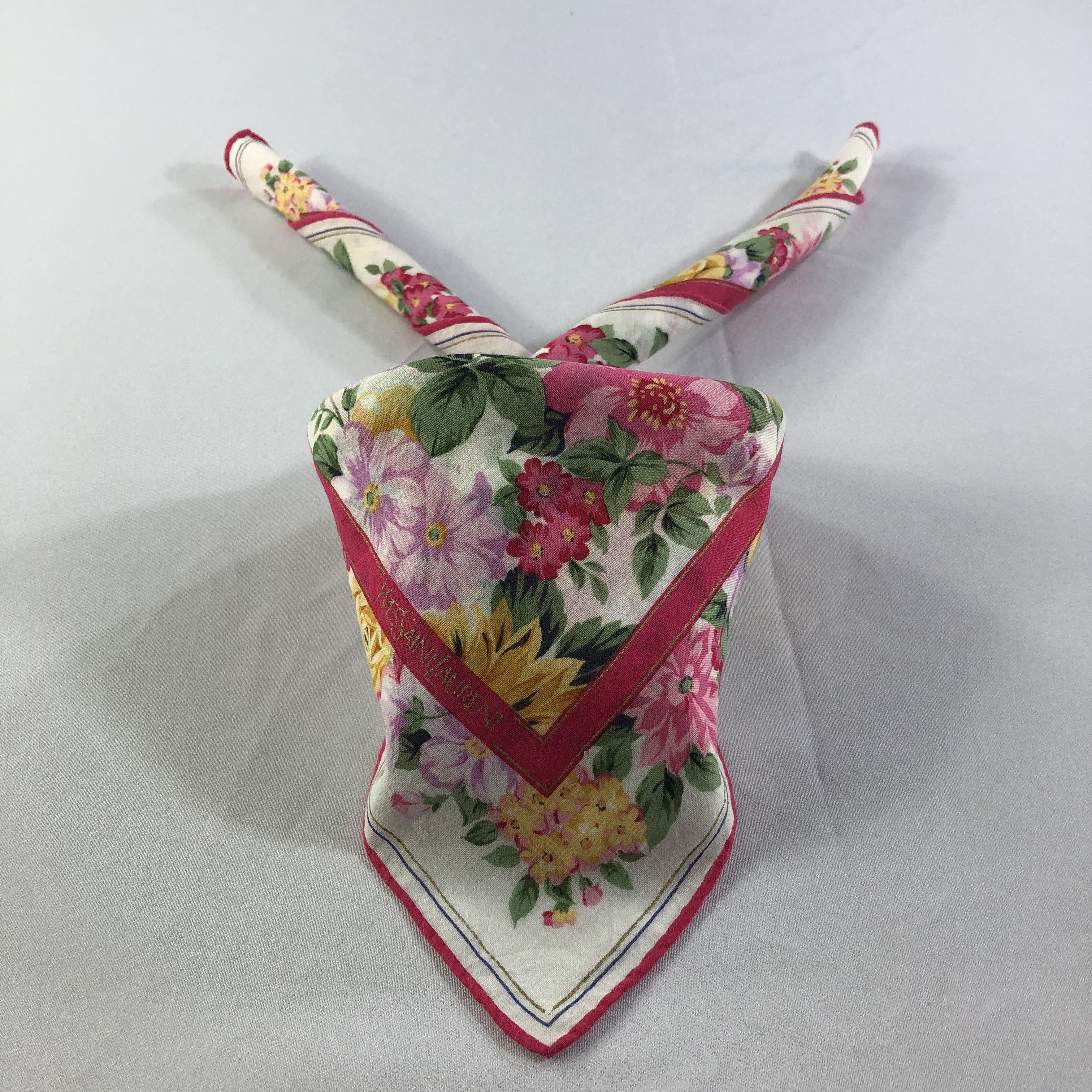 Yves Saint Laurent YSL Floral Handkerchief Neckerchief Bandana H1517 Size ONE SIZE - 1 Thumbnail