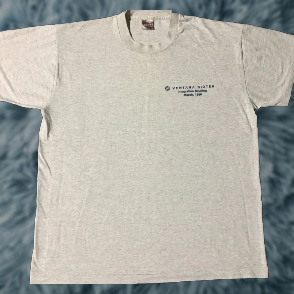 Vintage Vtg 90s Ventana Biotech Faded Shirt XL Bioscience Weight Lifting Grunge Funny PE Shirt XL Gray USA Mens T-Shirt Vintage 90s Grunge Biotech Ventana Size US XL / EU 56 / 4 - 1 Thumbnail